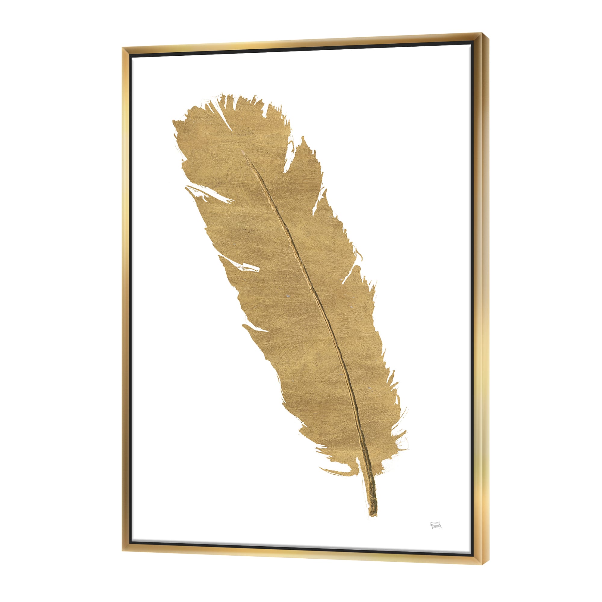 Designart - Glam pure Gold Feather II - Glam Canvas in Gold Frame