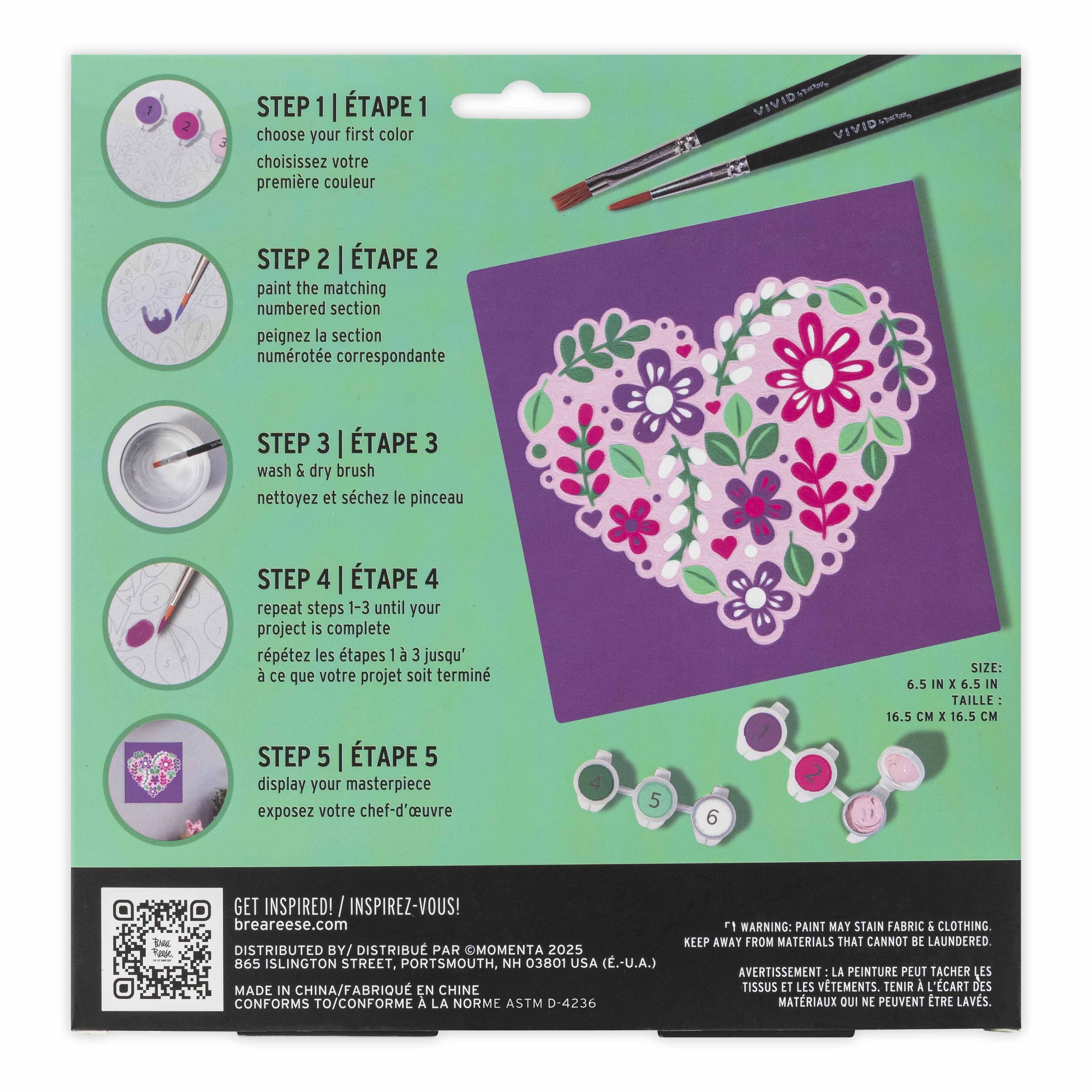 VIVID by Brea Reese&#xAE; Flower Heart Acrylic Paint-by-Number Kit