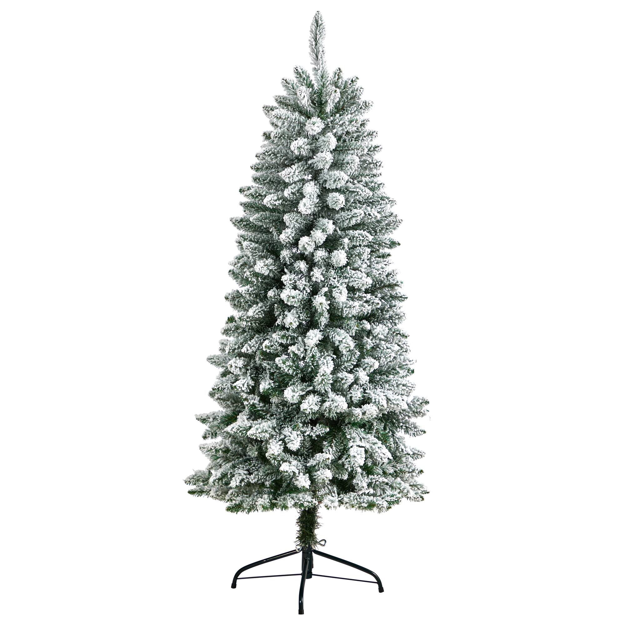 5ft. Pre-Lit Flocked Montreal Fir Artificial Christmas Tree, Warm White LED Lights