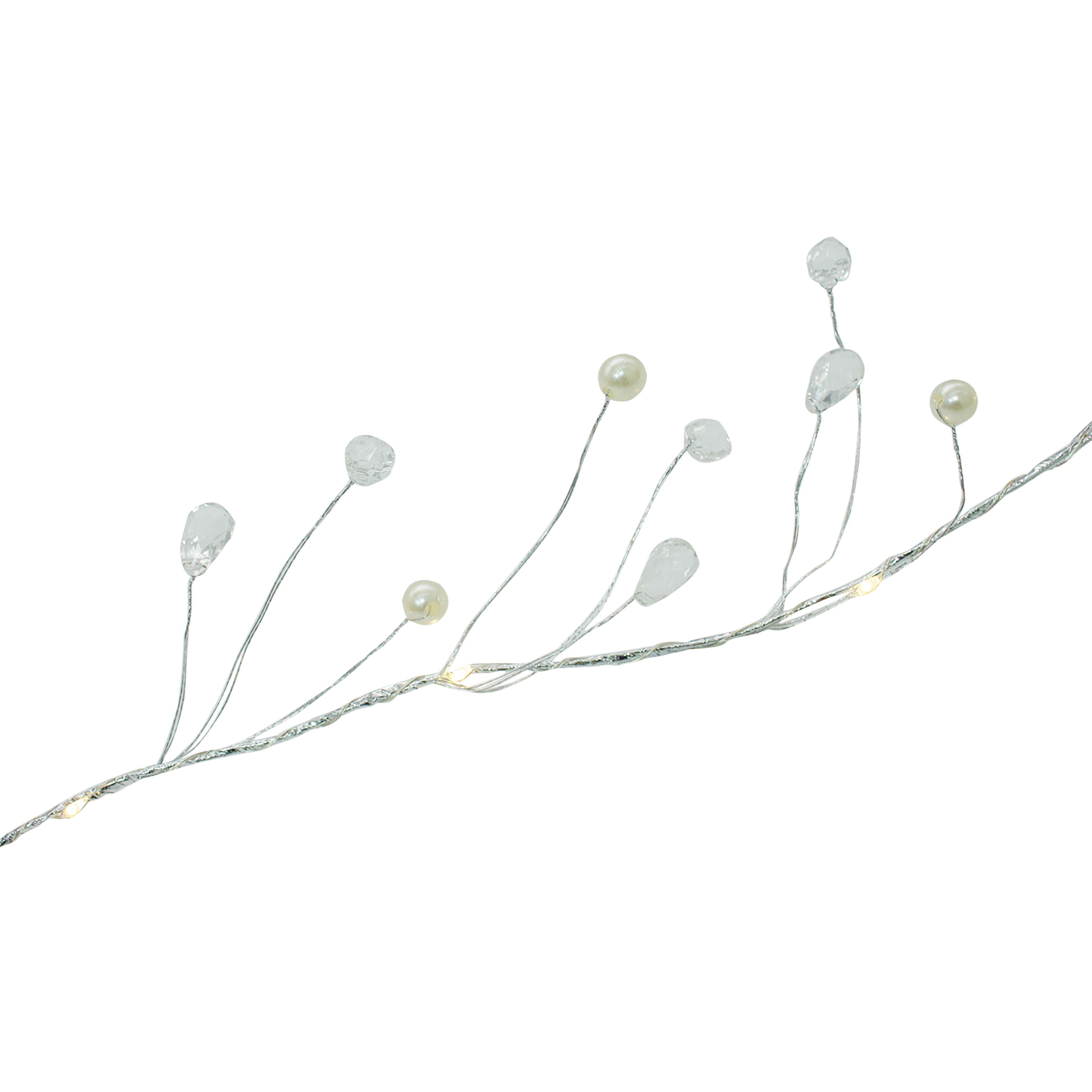 18ct. Warm White LED Silver & Pearl Berry Garland String Lights on Brown Wire by Ashland®