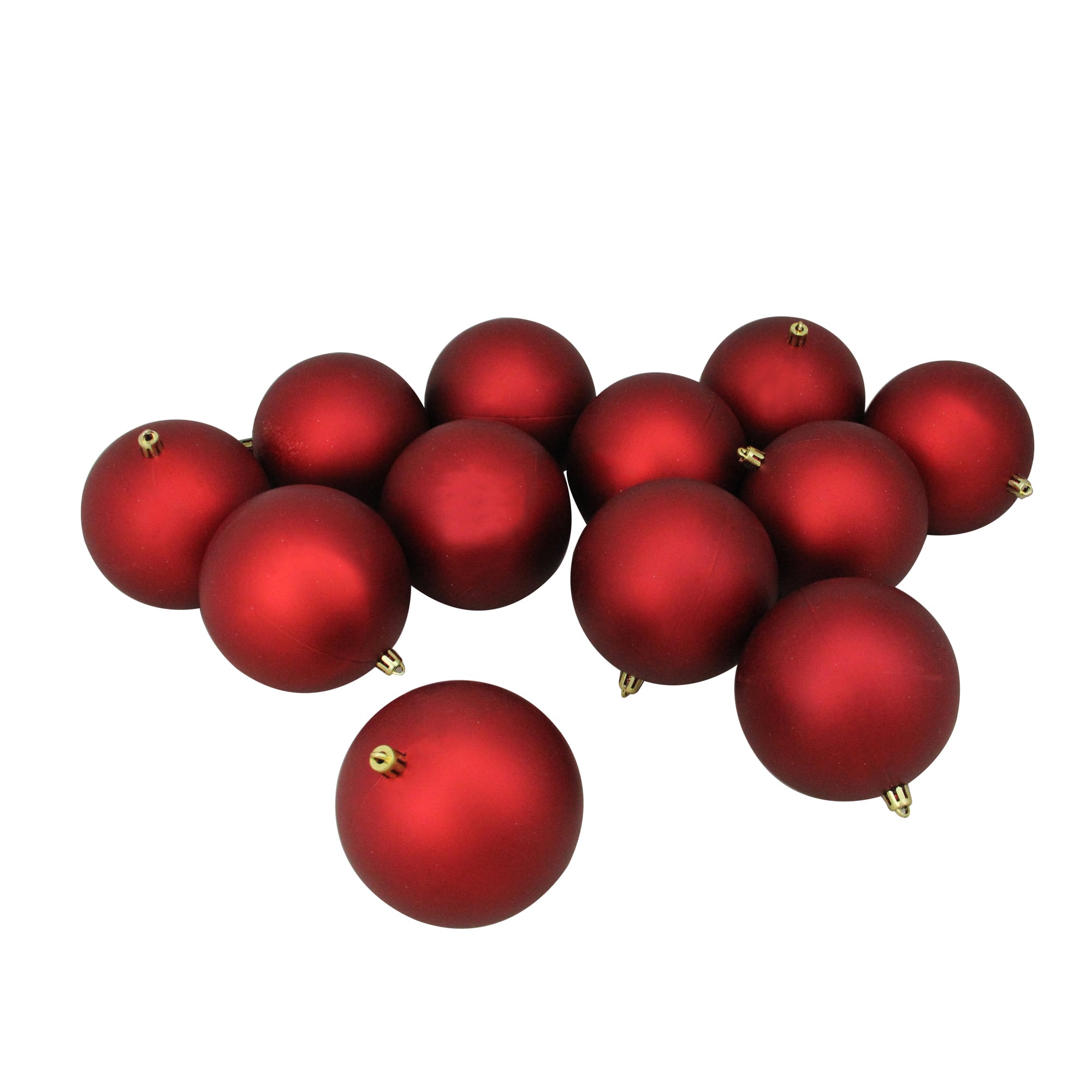 12ct. 4" Matte Red Hot Shatterproof Plastic Ball Ornaments