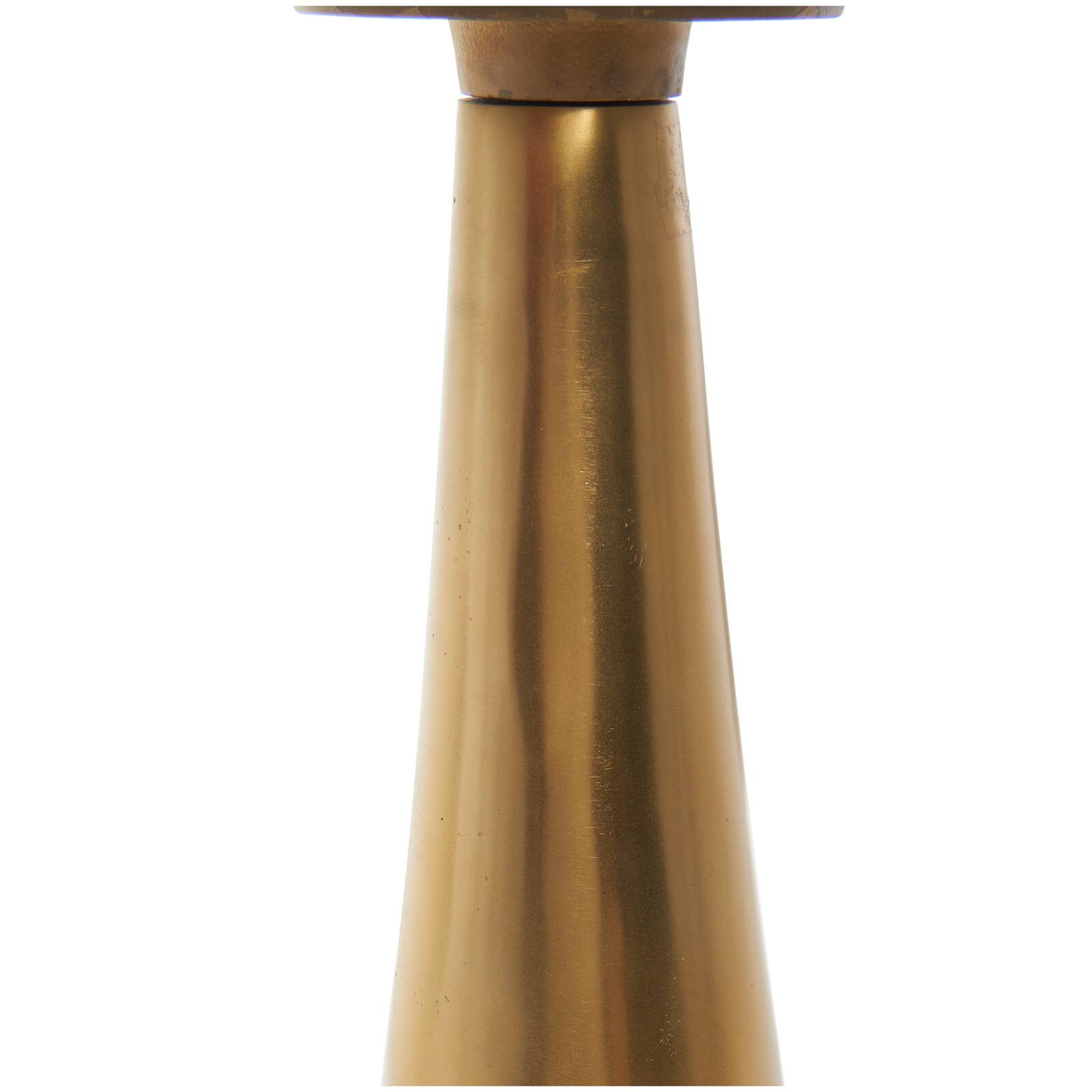 22&#x22; Gold Aluminum Geometric Cone Accent Table with Glass Tabletop