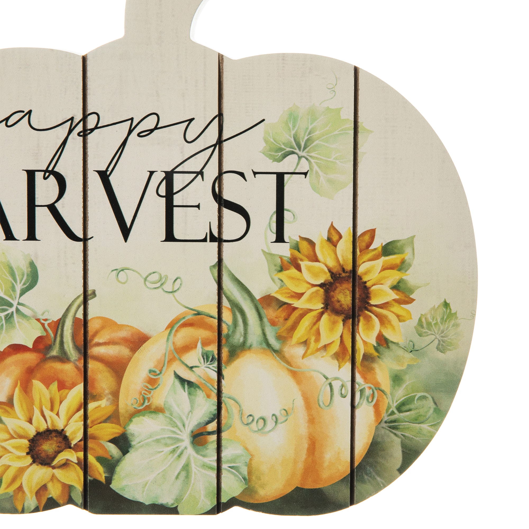 Glitzhome® 9.75" "Happy Harvest" Wooden Pumpkin Table Sign
