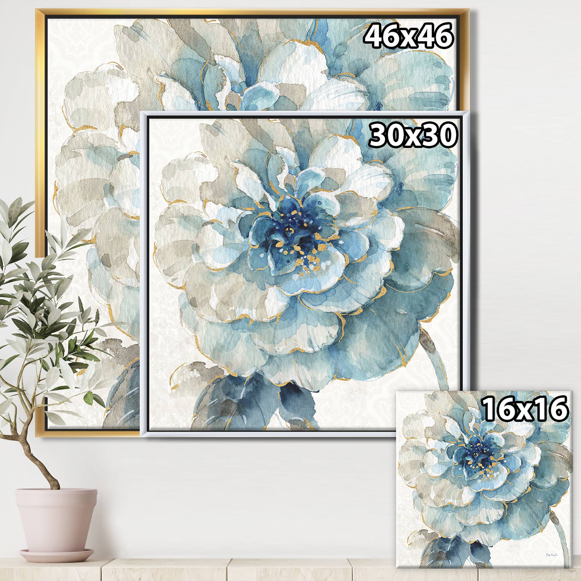 Designart - Indigold Gold Country FLower - Cottage Country Framed Canvas