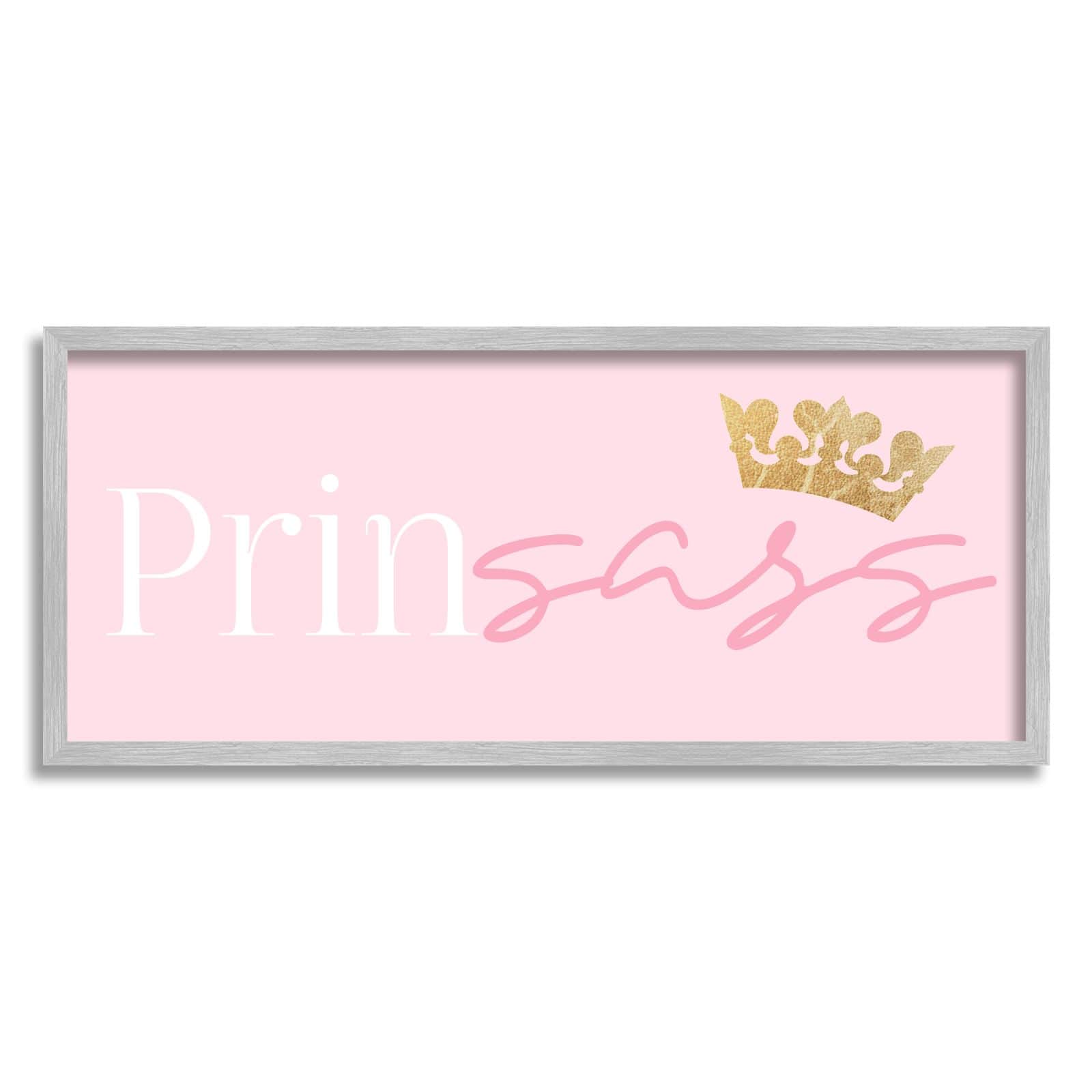 Stupell Industries Princess Sassy Girl Princess Pun Royal Crown Pink Framed Wall Art