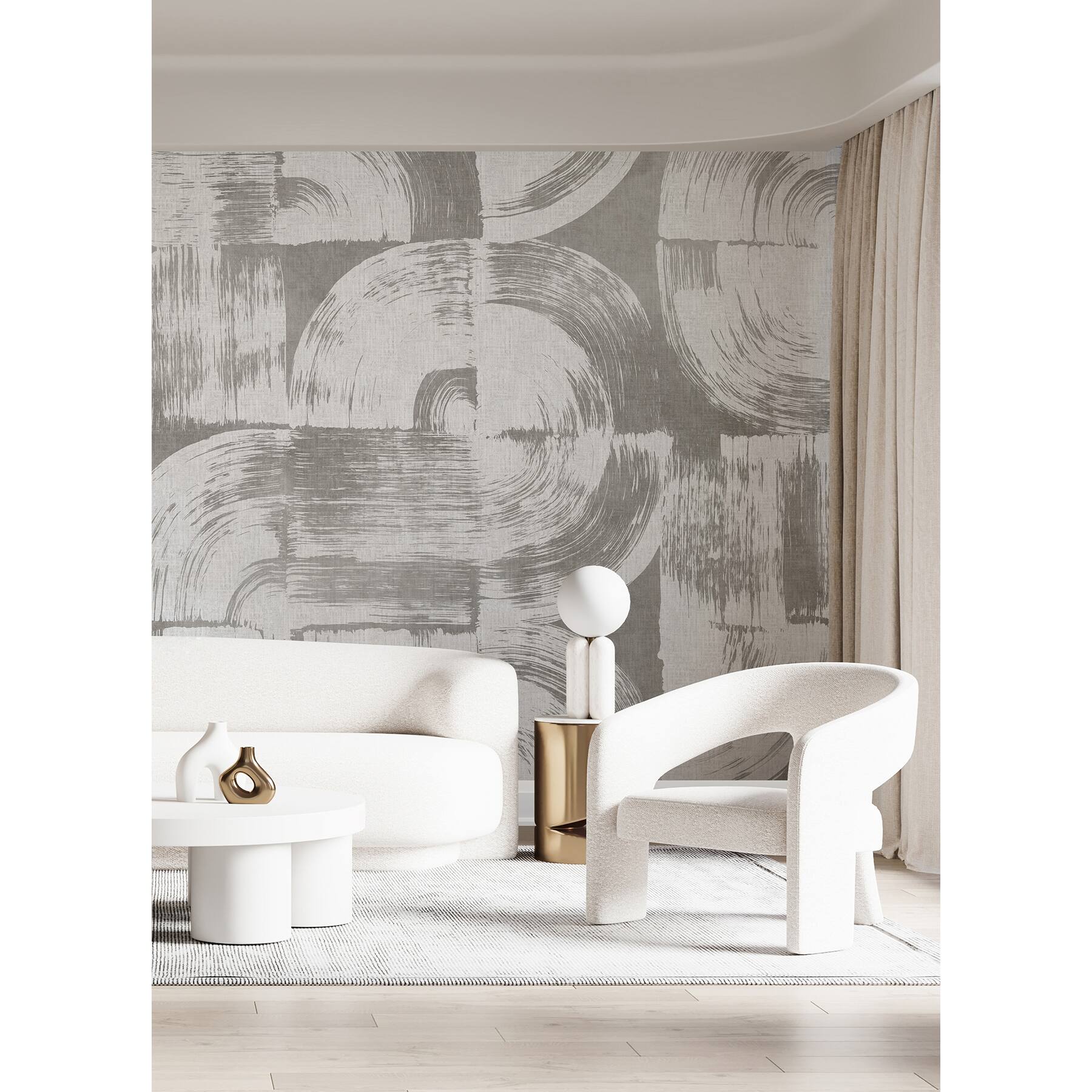 Katie Hunt Dove Gray Brushstrokes Wall Mural