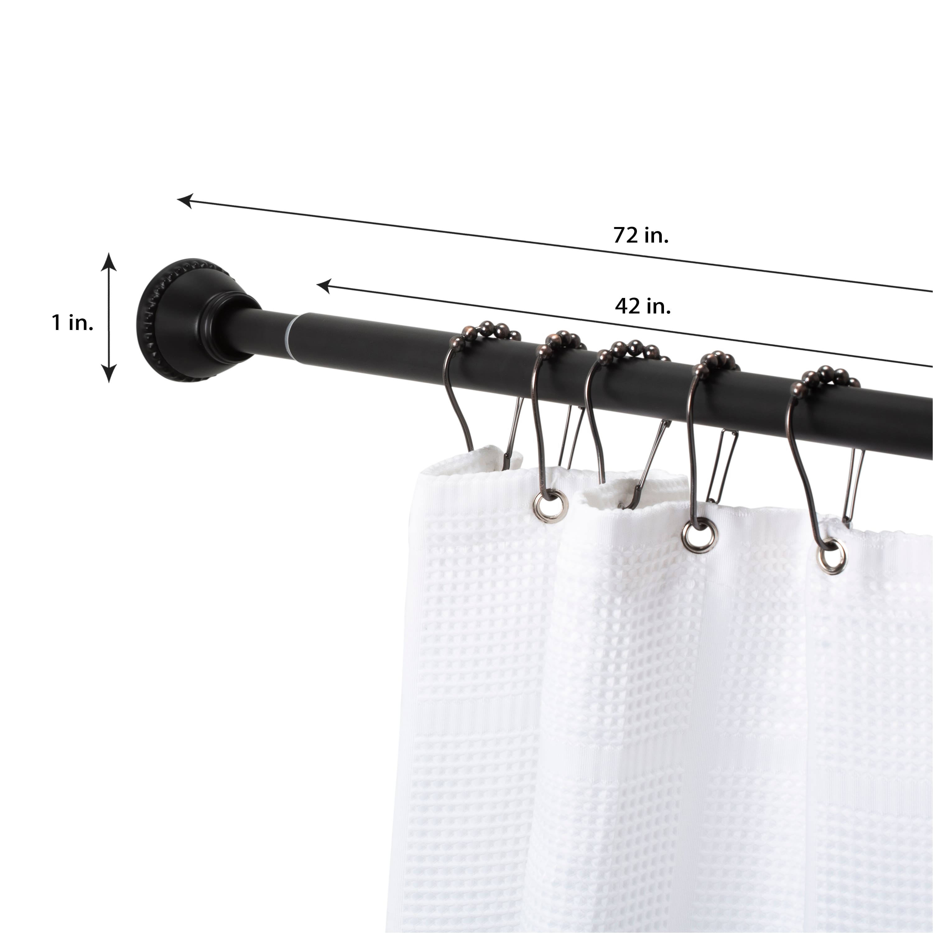 Bath Bliss Matte Black Decorative Tension Shower Rod