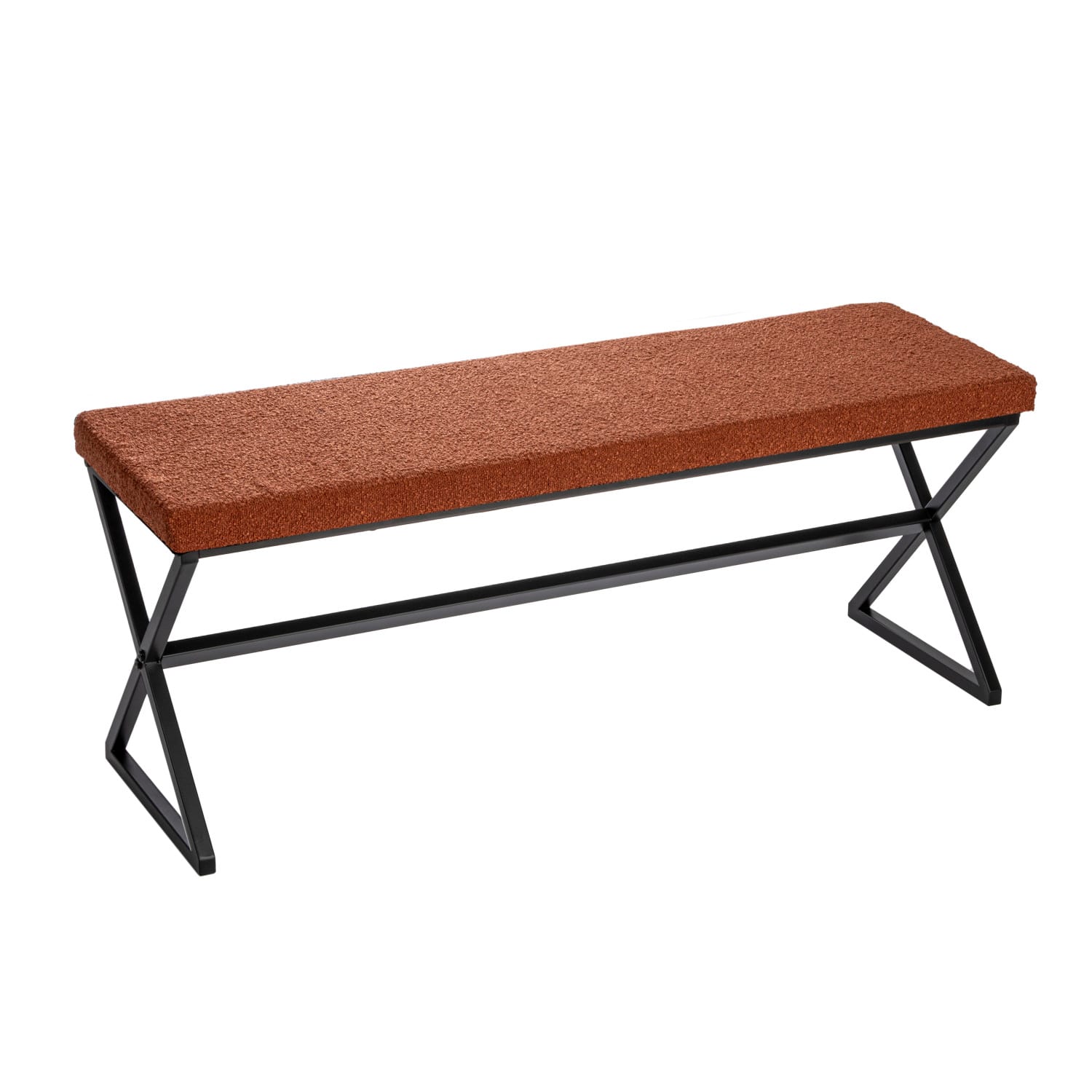 Household Essentials Harper 46.5" Metal & Boucle Bench