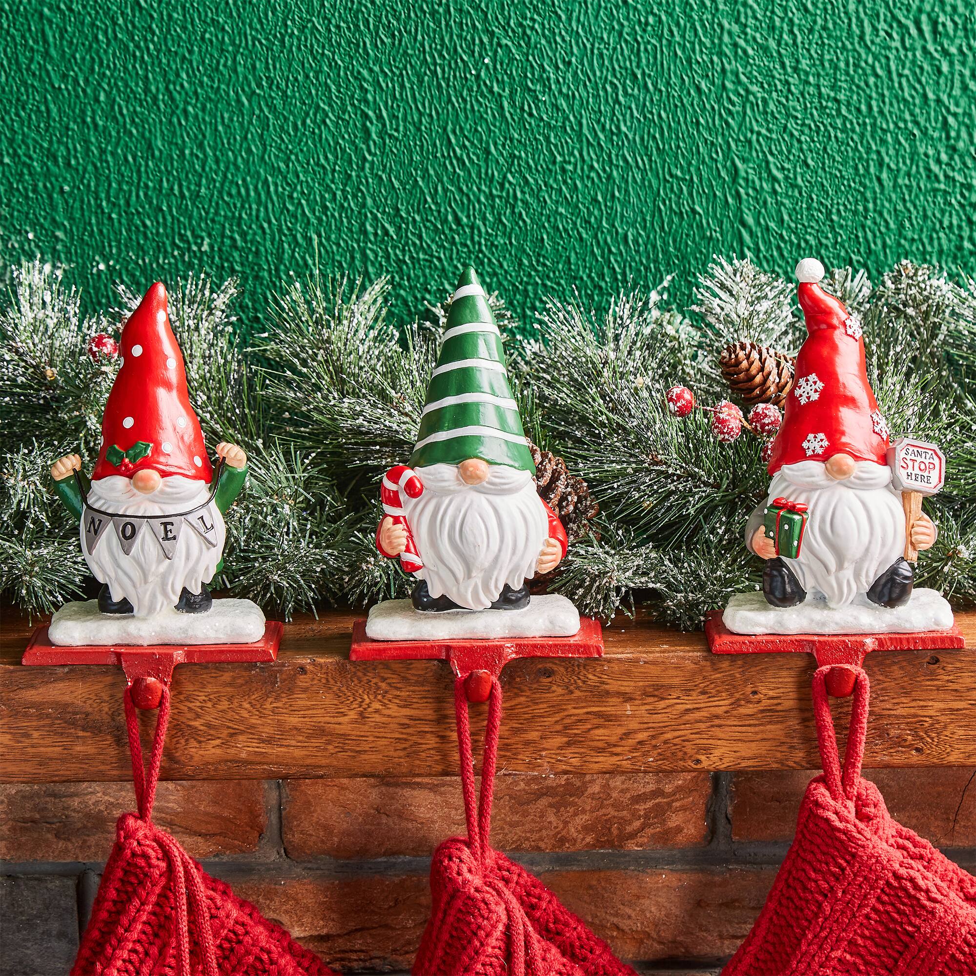 Glitzhome® 7" Gnomes Stocking Holder Set