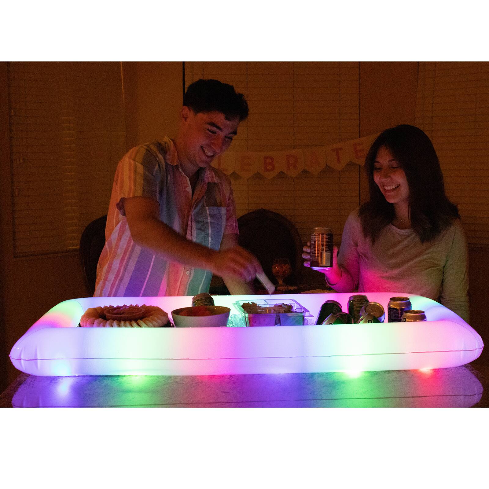 PoolCandy LiveLights&#x2122; Inflatable Illuminated LED Buffet Snack Cooler