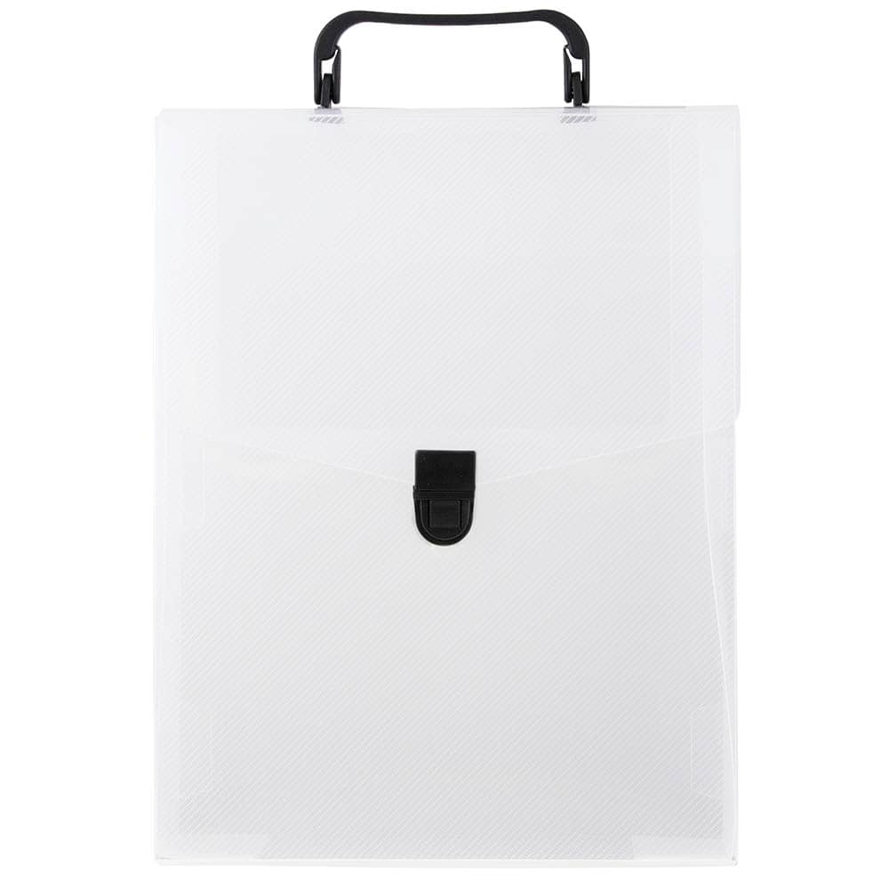 JAM Paper Clear Plastic Portfolio Vertical Briefcase with Handles