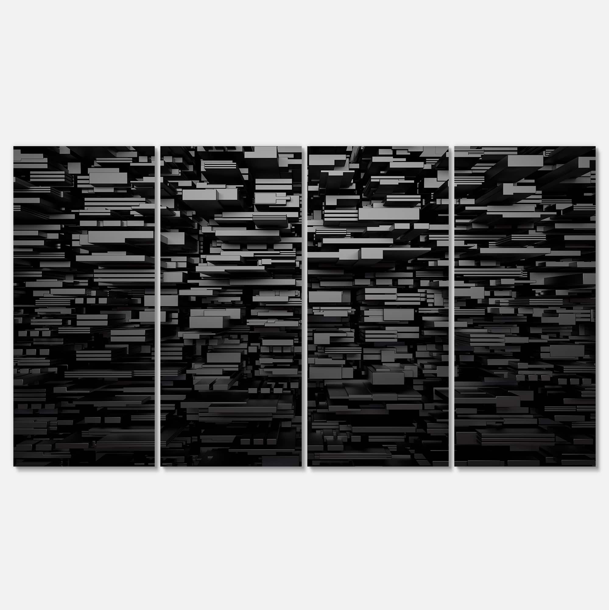 Designart - Black 3D Geometric Background - Abstract Canvas Art Print