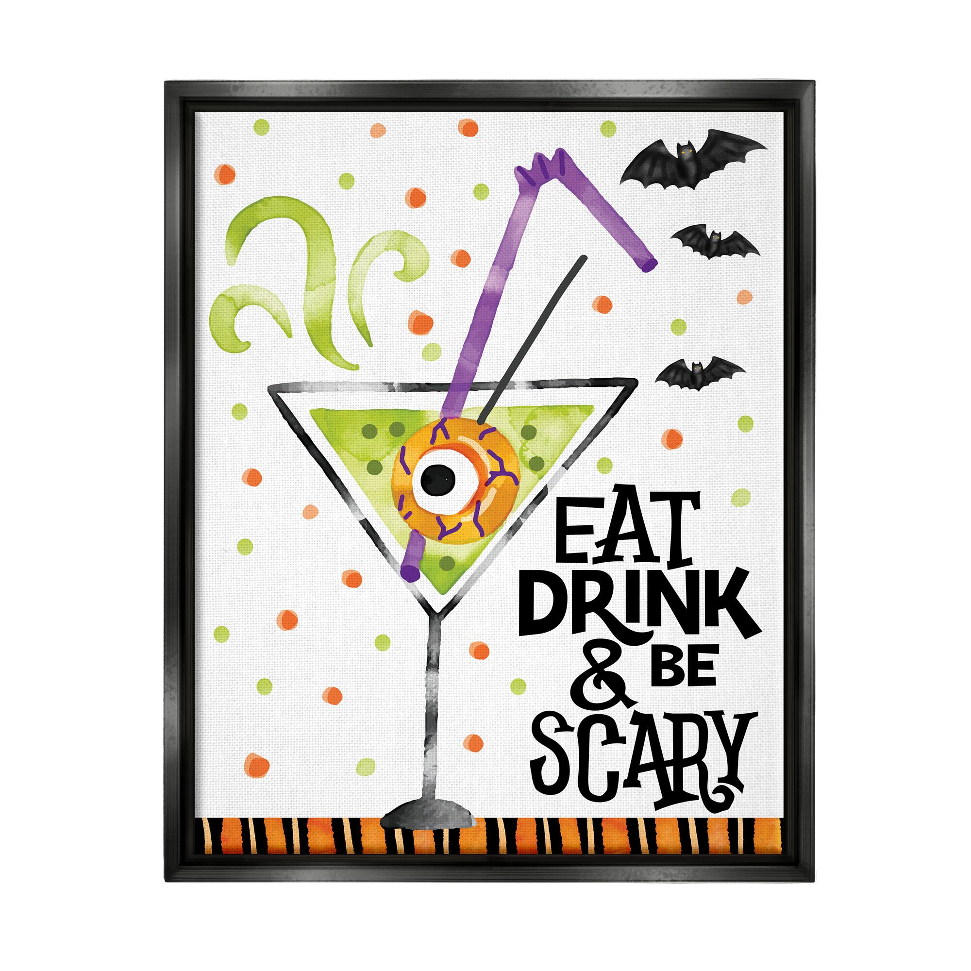 Stupell Industries Eat Drink & Be Scary Halloween Framed Floater Canvas Wall Art