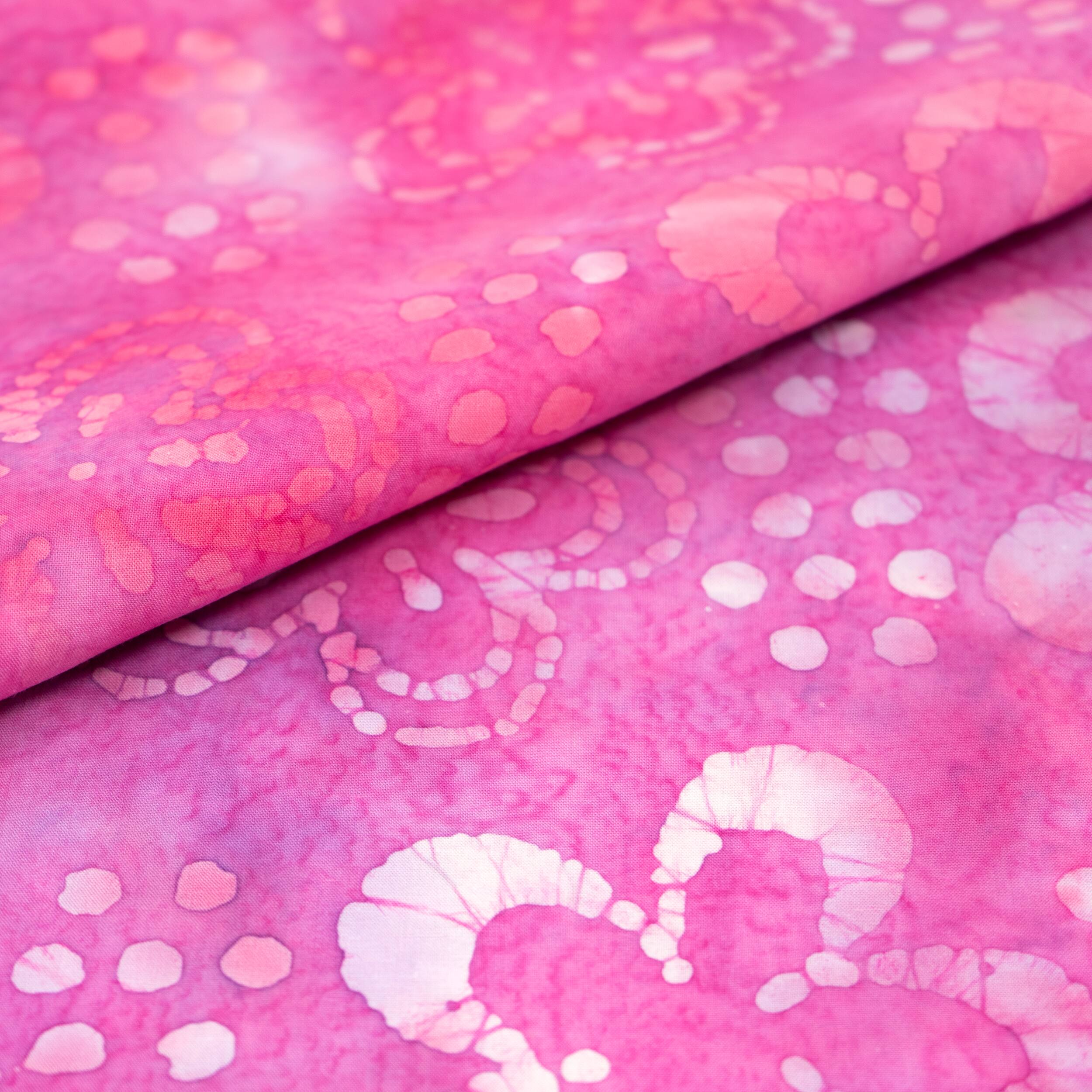 SINGER Batik Pink Flower Cotton Fabric