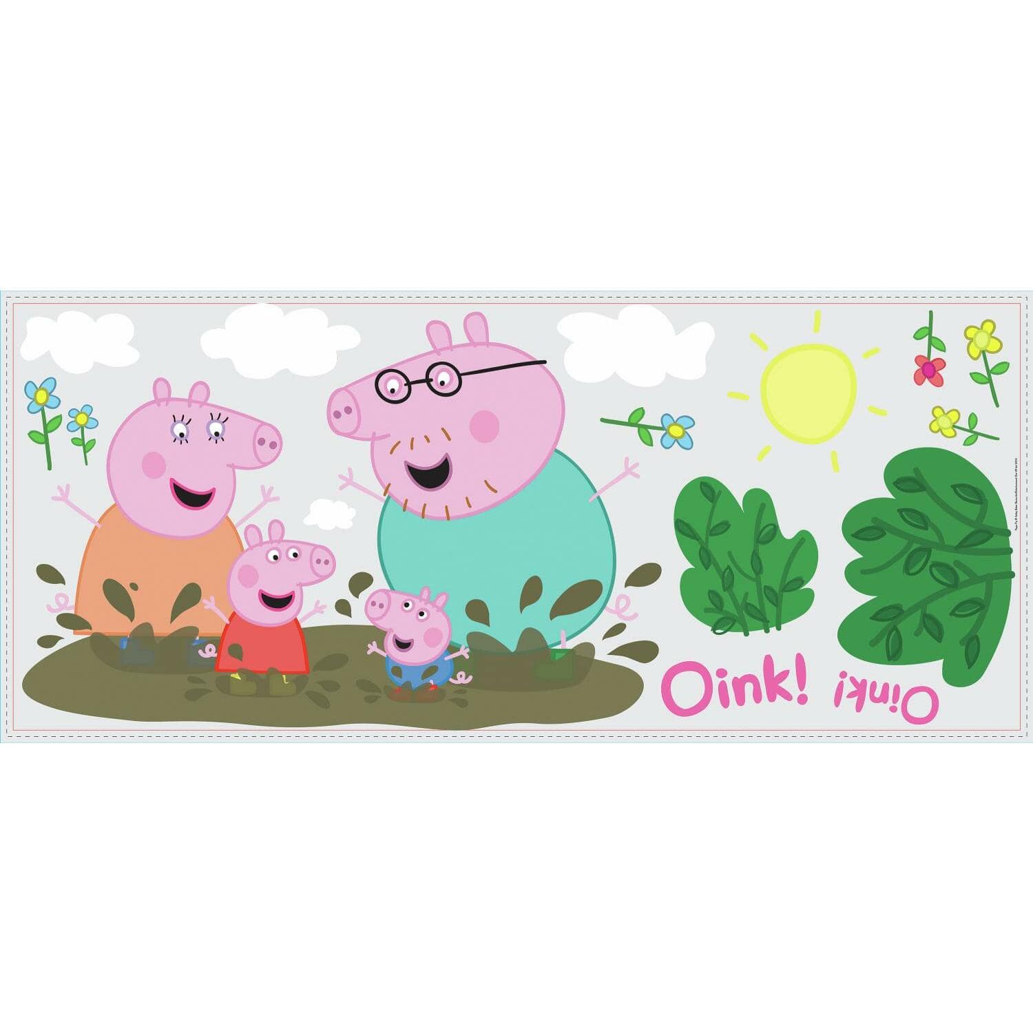RoomMates Peppa Pig Family Muddy Puddles Peel & Stick Giant Wall Decals