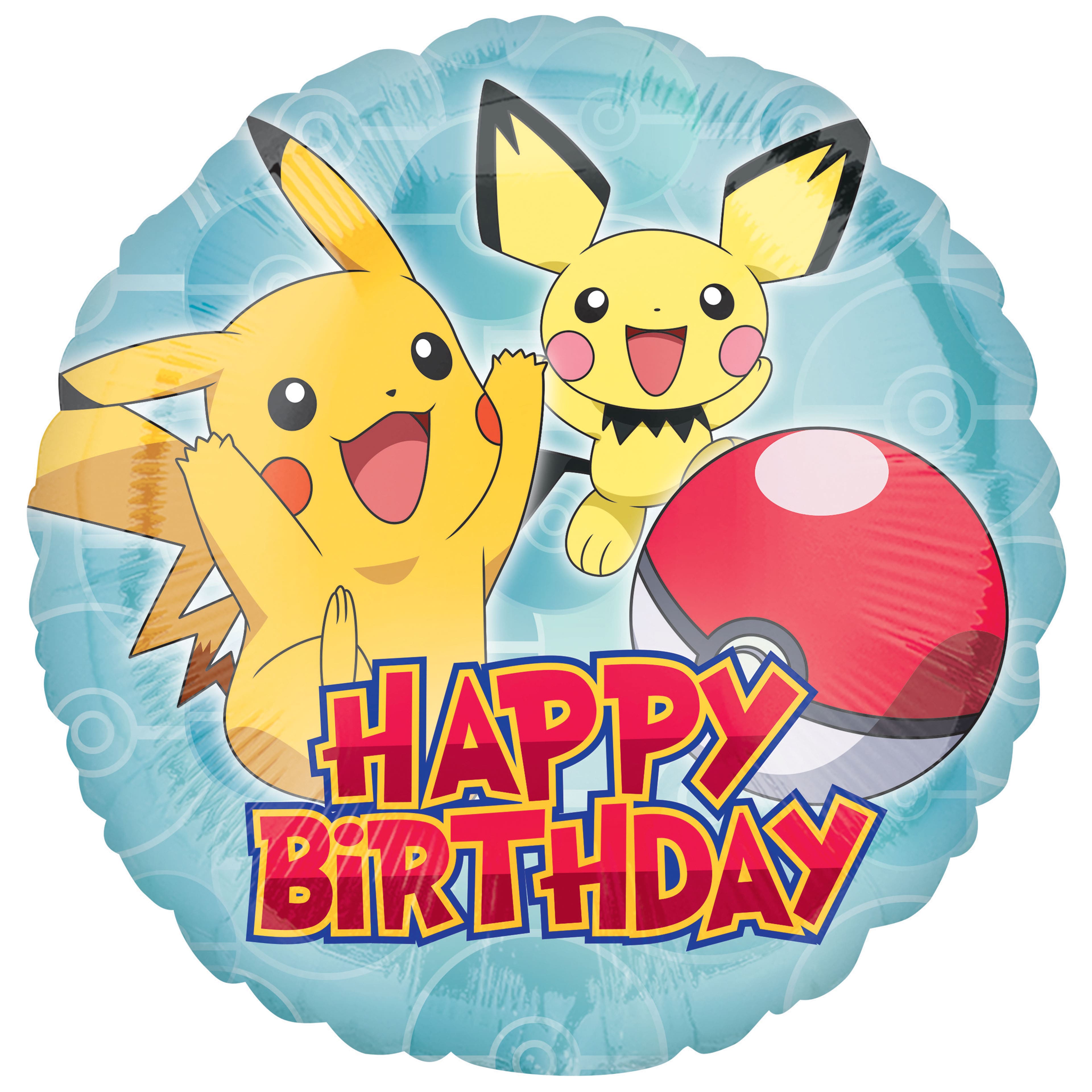 17 Pokemon Pikachu & Pichu Birthday Foil Mylar Balloon