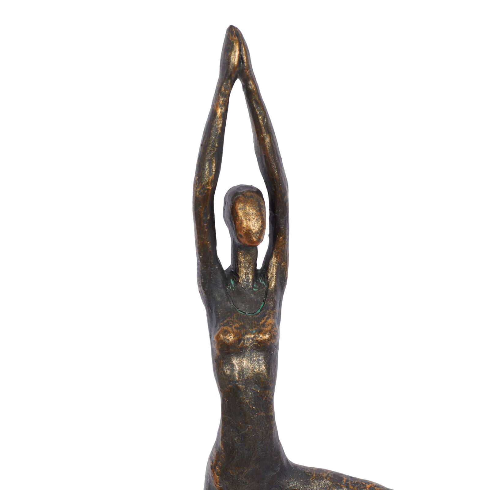Brass Polystone Modern Sculpture, Yoga 18&#x22; x 6&#x22; x 4&#x22;