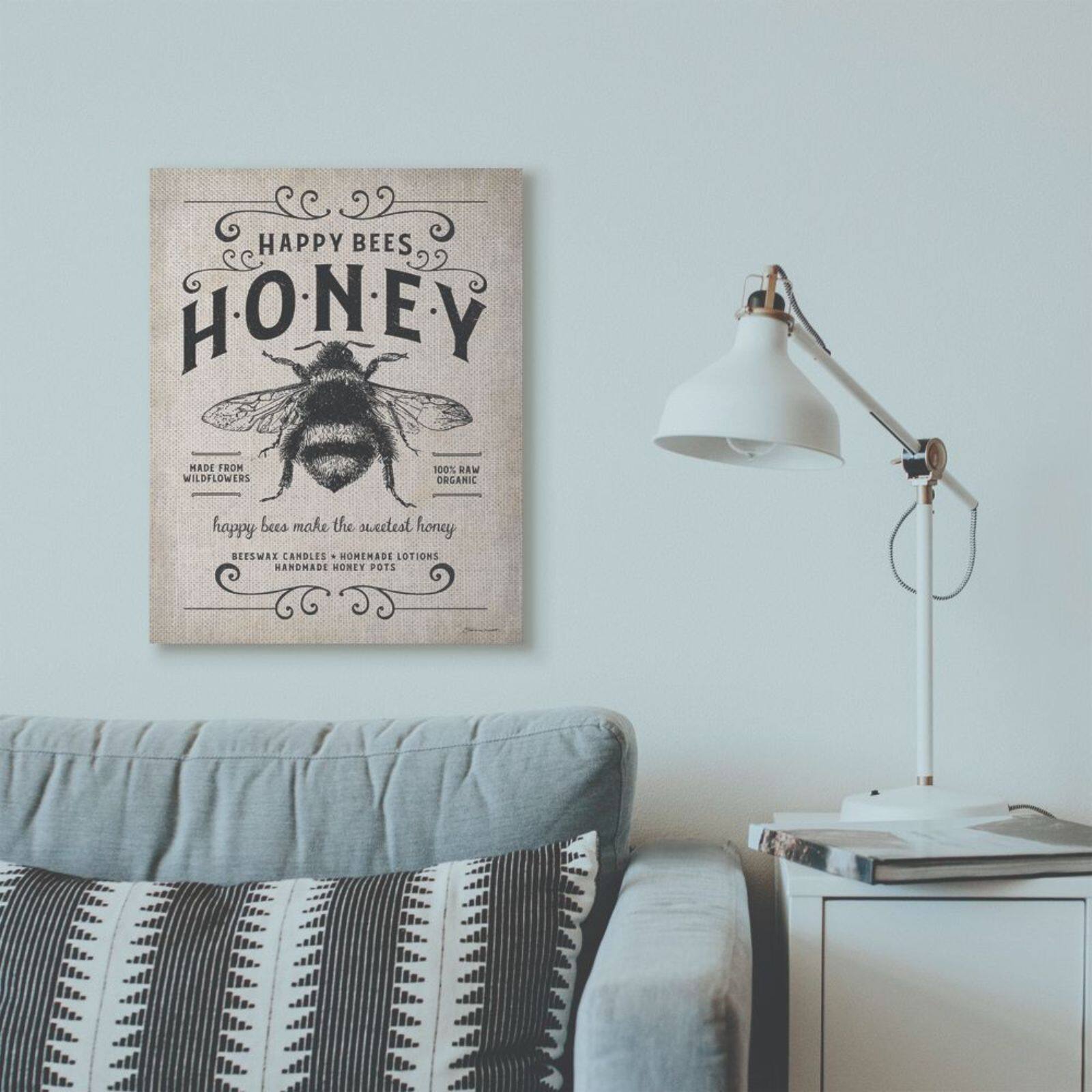 Stupell Industries Honey Bee Rustic Farm Canvas Wall Art