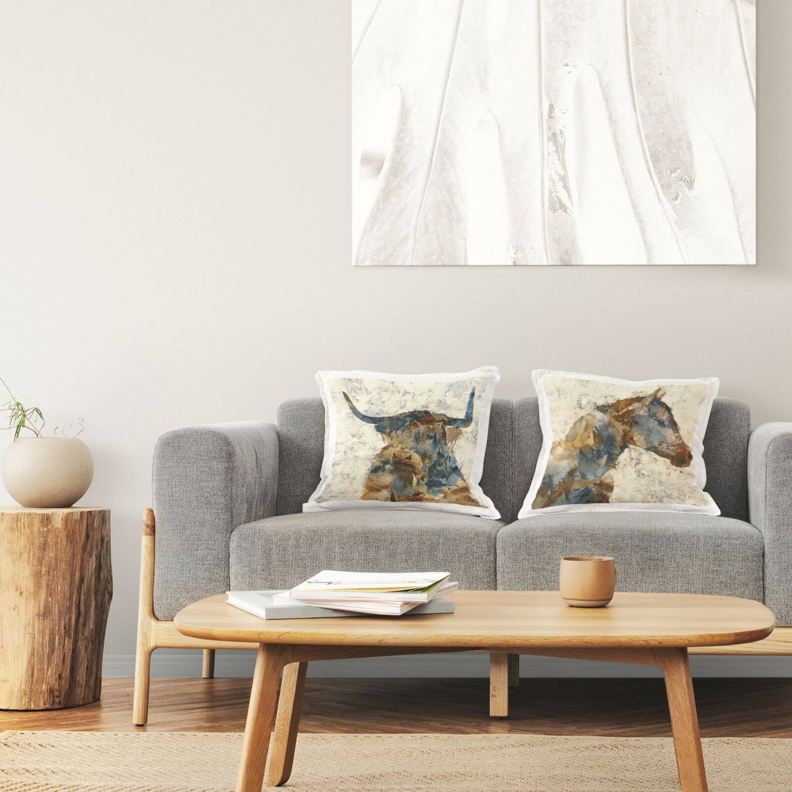 Stupell Industries Rustic Layered Collage Pattern Country Farm Animals 2 Pillow Set, 18" x 18"