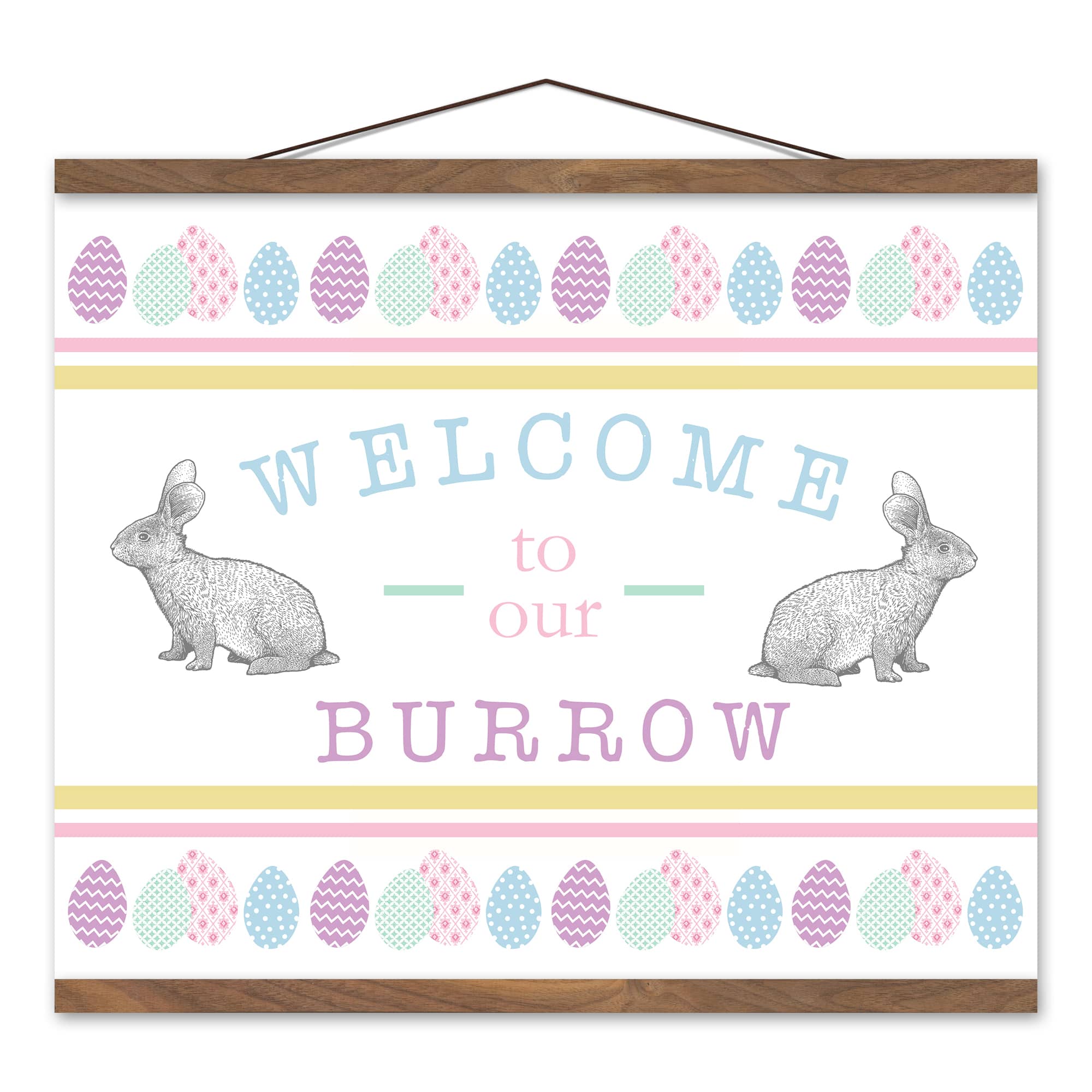 Welcome to Our Burrow 16&#x22; x 20&#x22; Teak Hanging Canvas