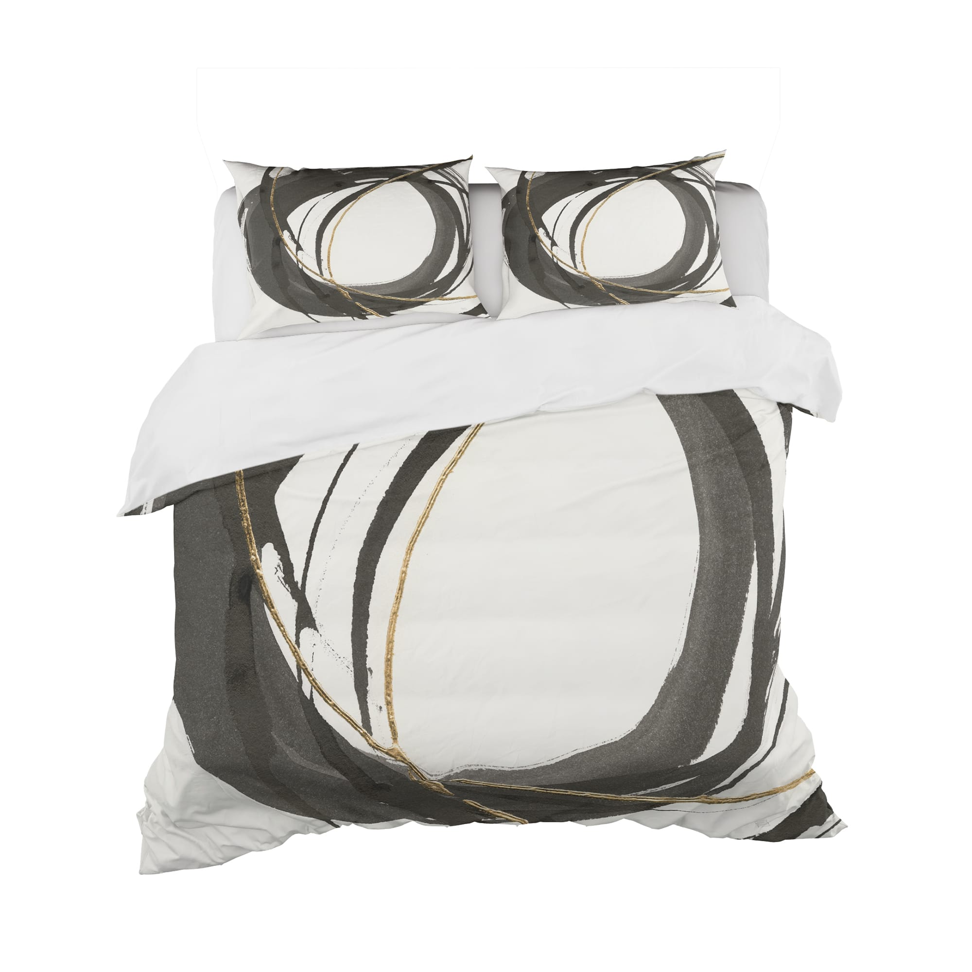Designart &#x27;Gold Glamour Circle IV&#x27; Geometric Bedding Set - Duvet Cover &#x26; Shams