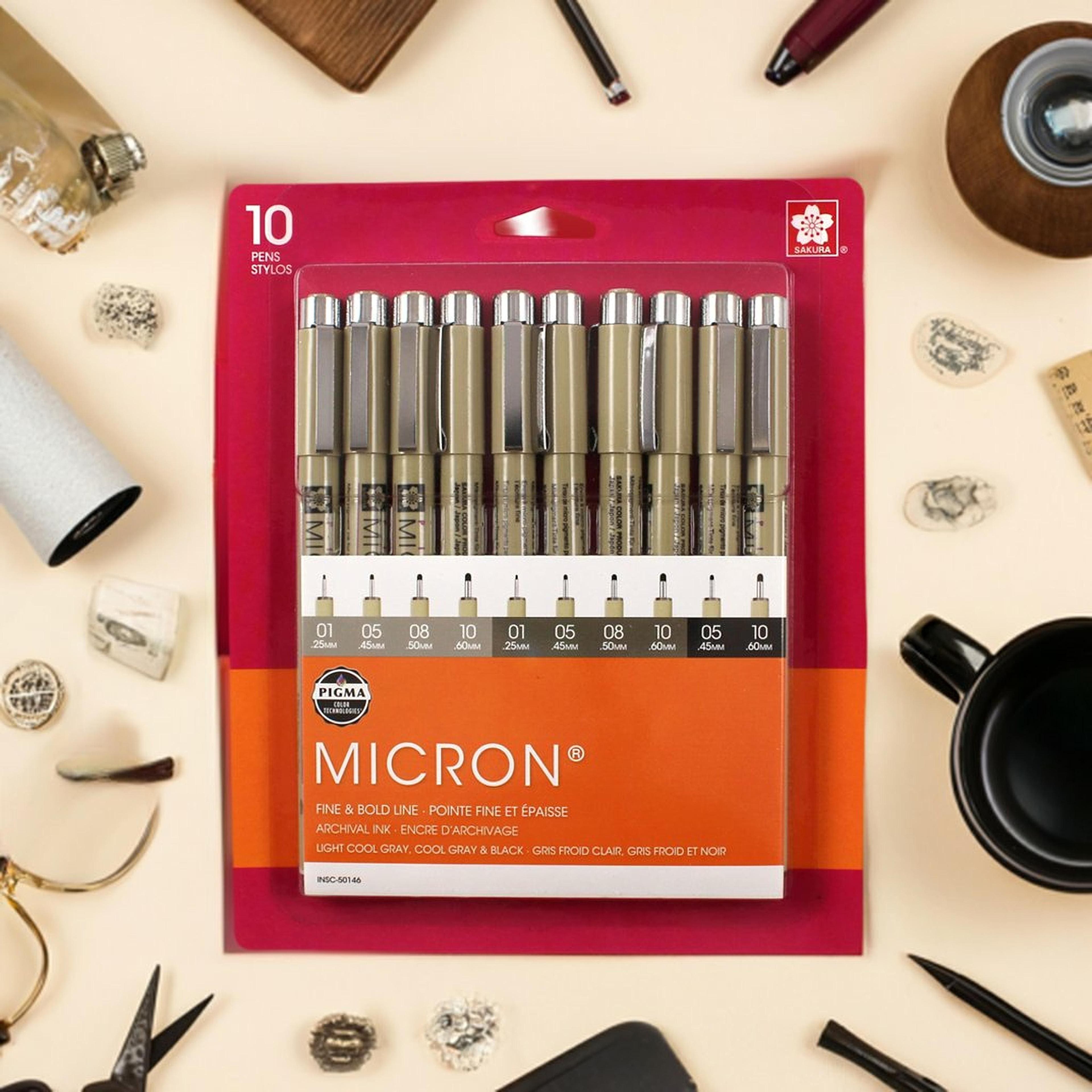 Pigma&#xAE; Micron&#x2122; Black &#x26; Gray 10 Piece Fine &#x26; Bold Line Pen Set