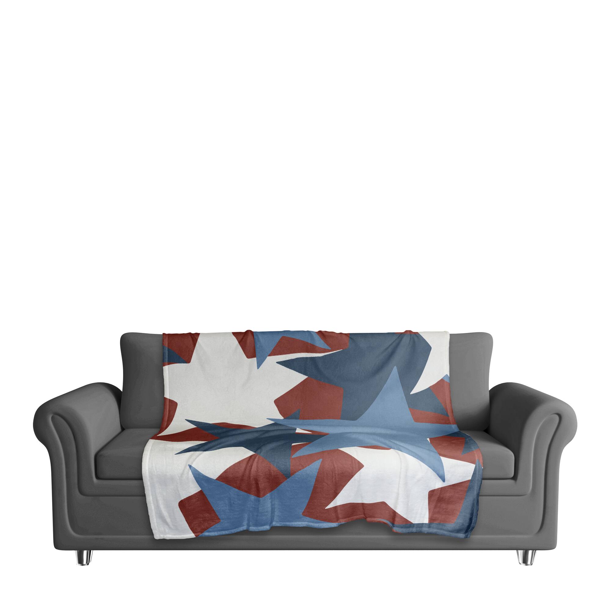Red, White & Blue Star Pattern Coral Fleece Blanket