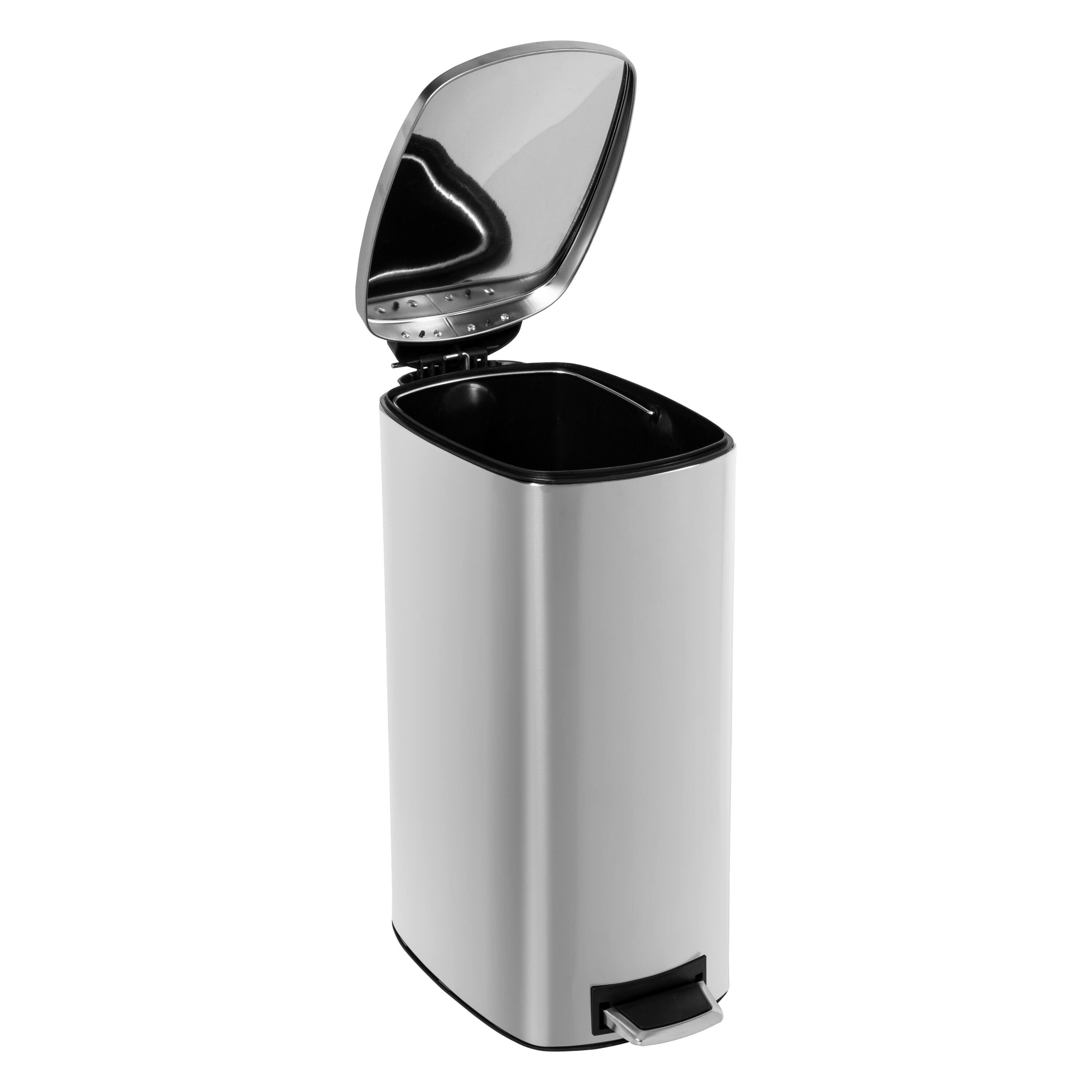 40L Tall Slim Stainless Steel Step Trash Can With Lid