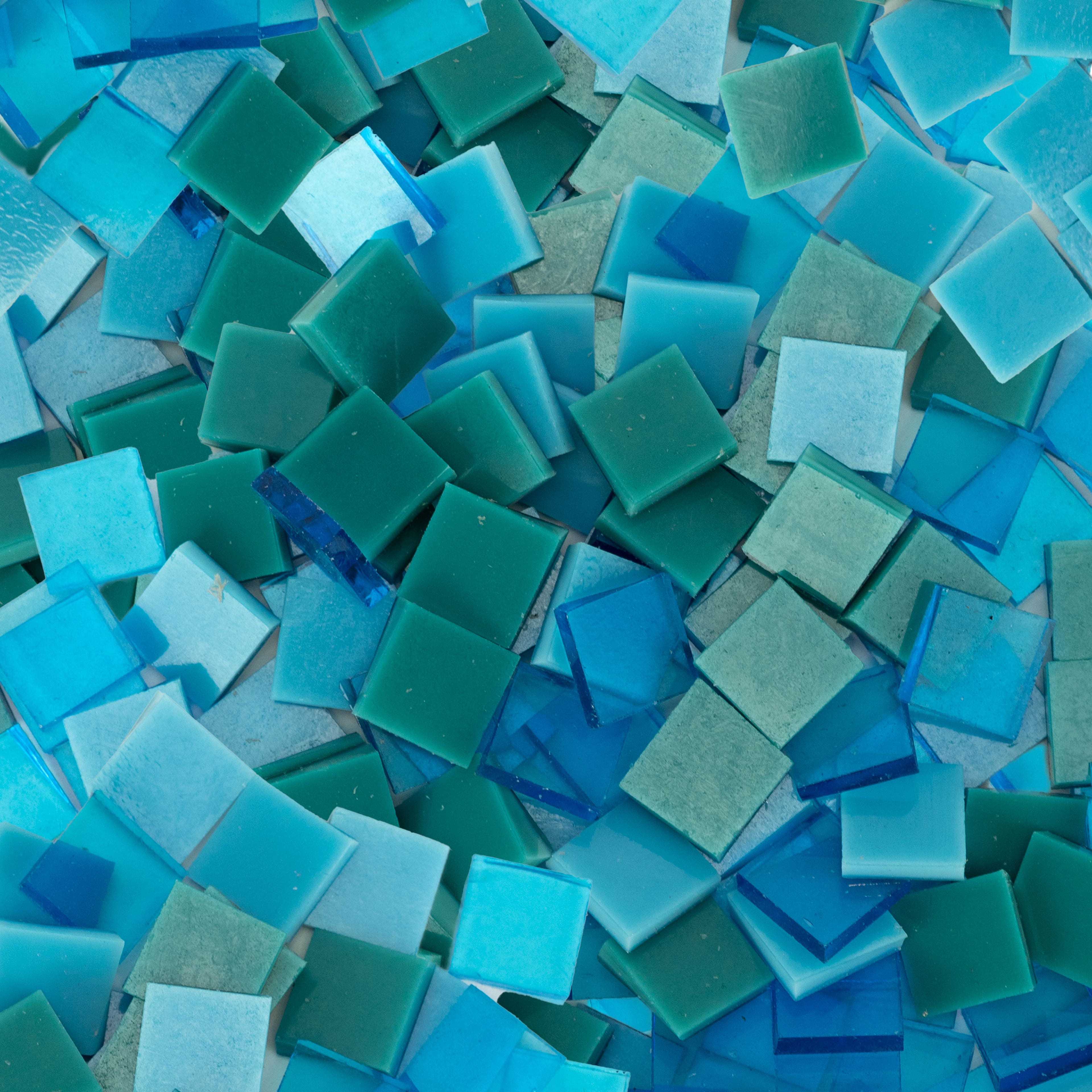 Oceanside Compatible&#x2122; Small Aqua Mosaic Stained Glass Squares, 8oz.