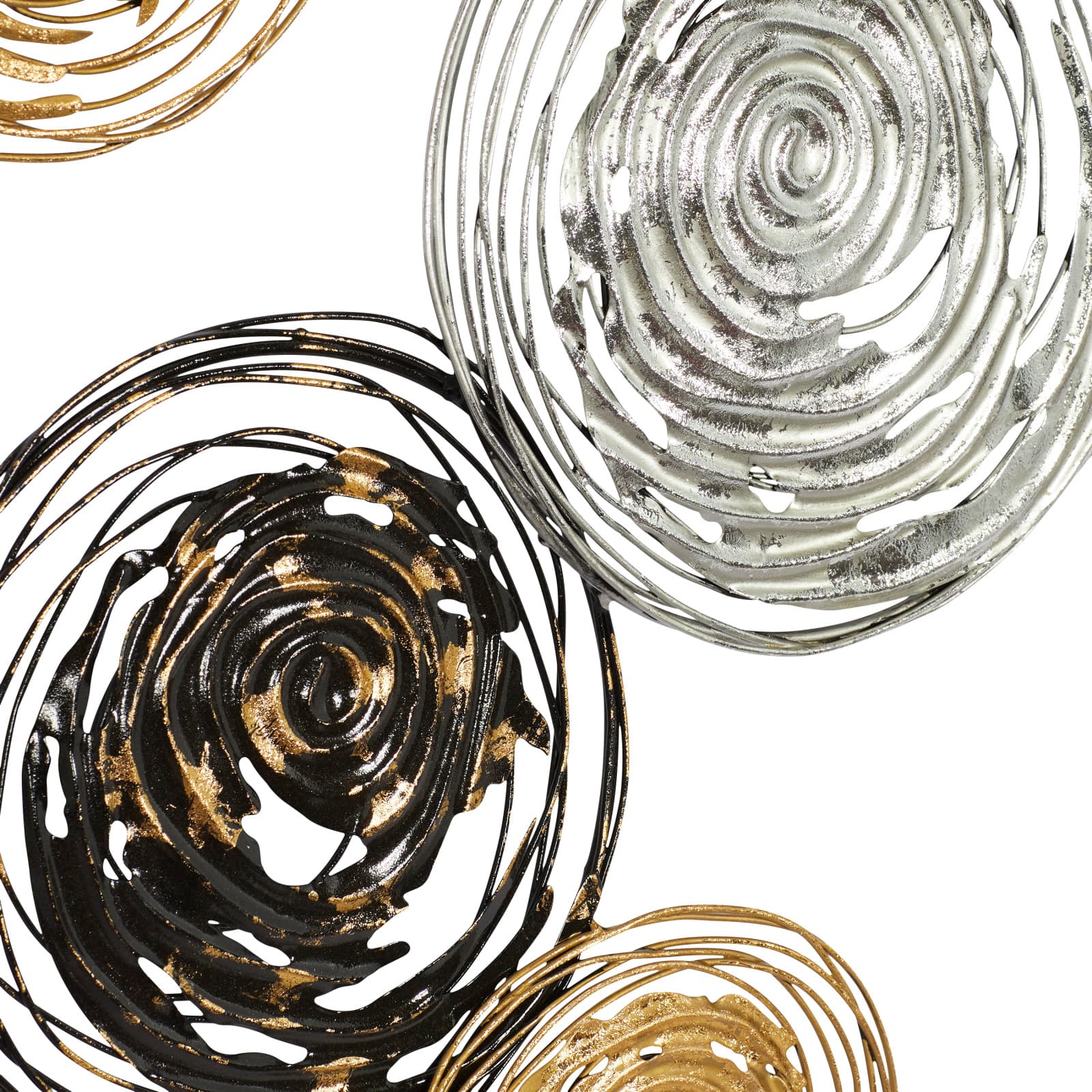 42&#x22; Black, Silver &#x26; Gold Metal Contemporary Wall D&#xE9;cor