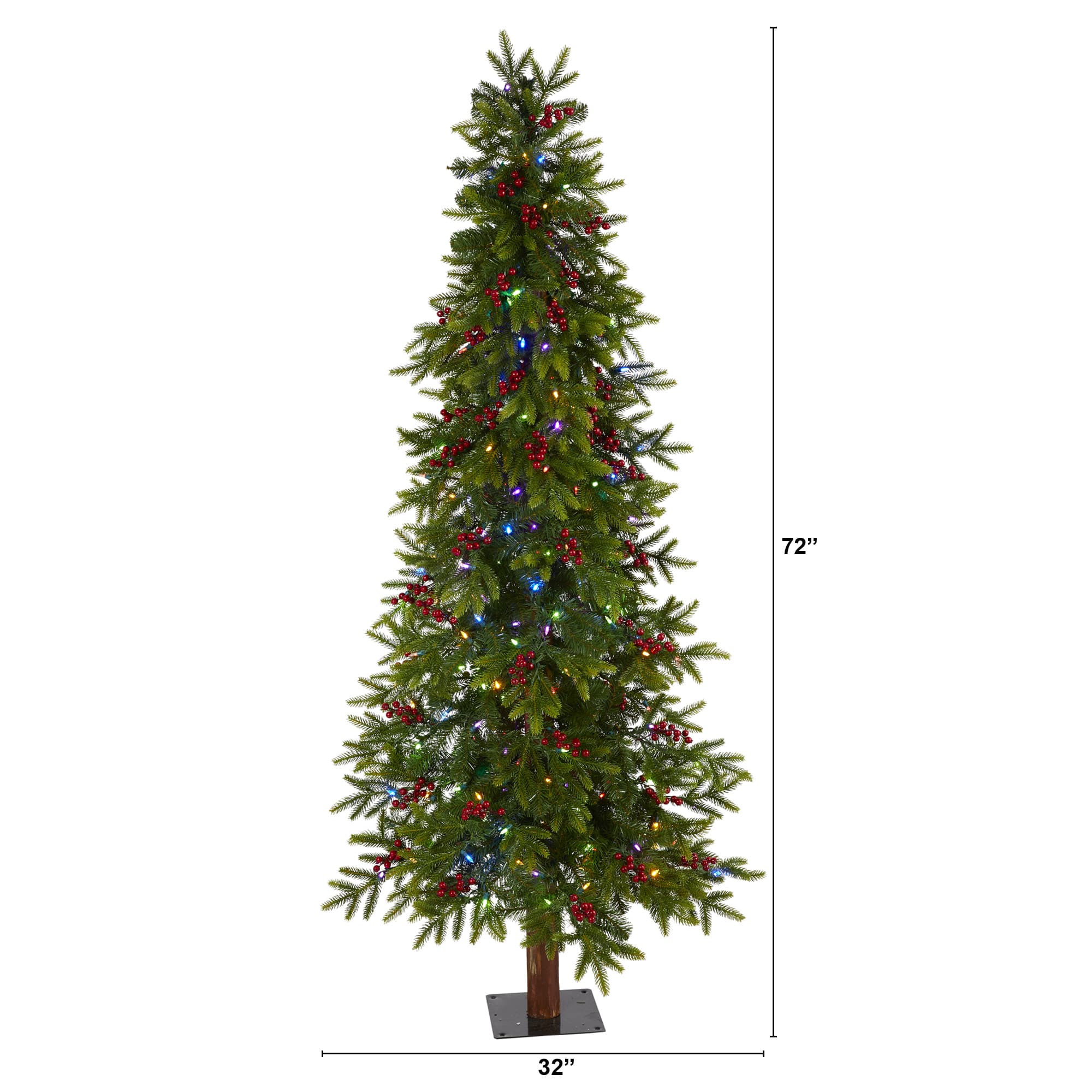 6ft. Pre-Lit Berries Victoria Fir Artificial Christmas Tree with Color Changing LED Lights