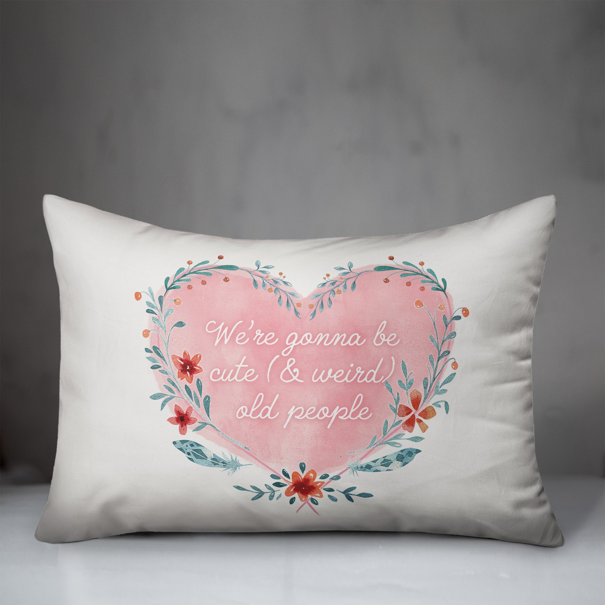 Cute Weird Old People Heart Throw Pillow
