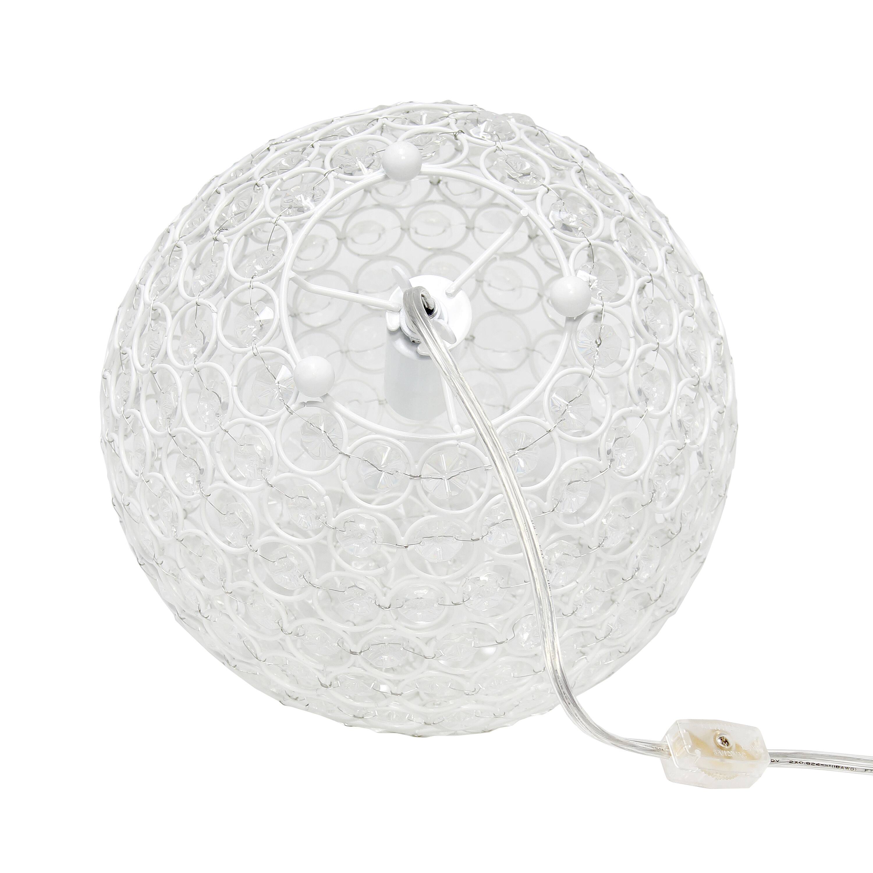 Lalia Home 10&#x22; Medium Metal Crystal Round Orb Table Lamp