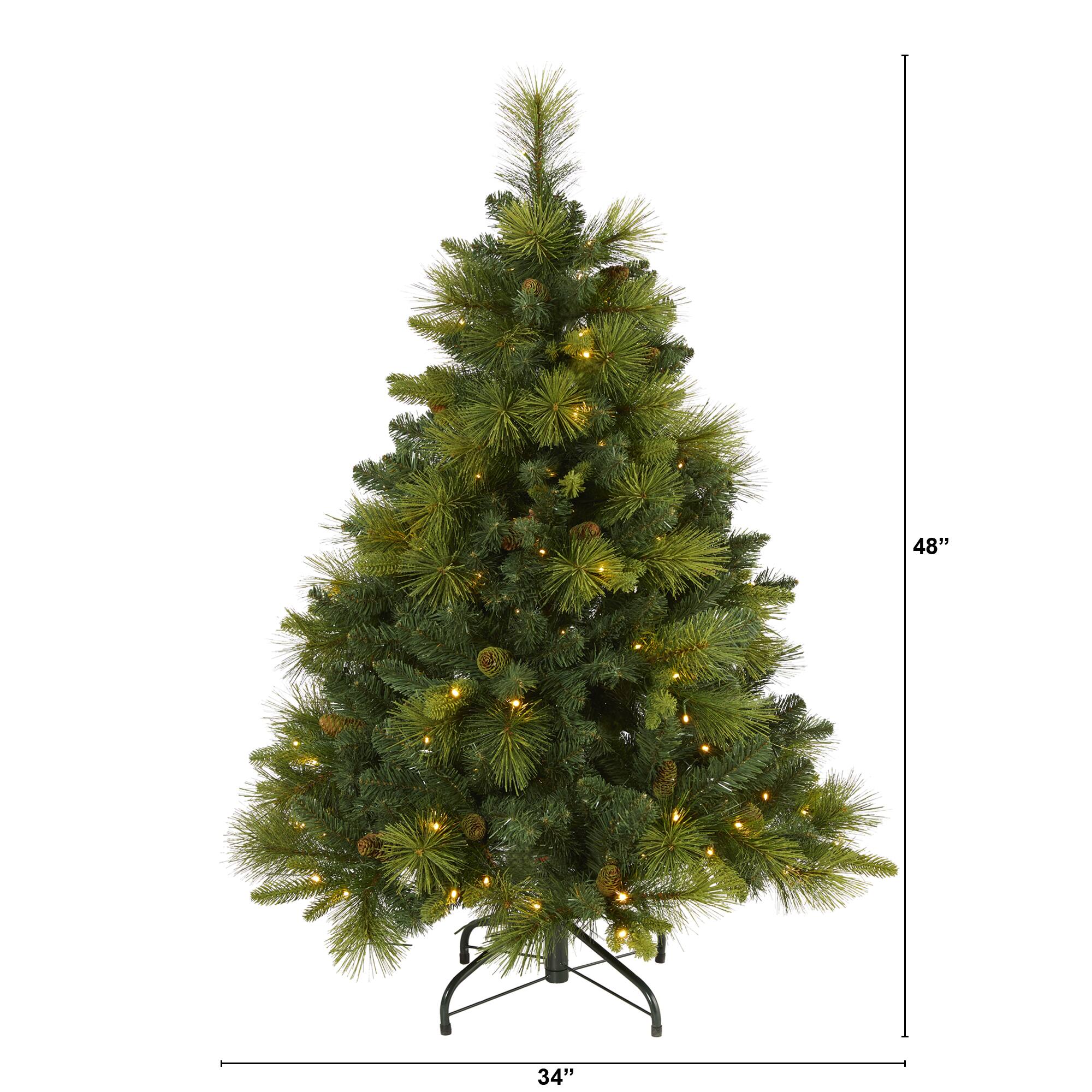4ft. Pre-Lit North Carolina Mixed Pine Artificial Christmas Tree, Warm White LED Lights