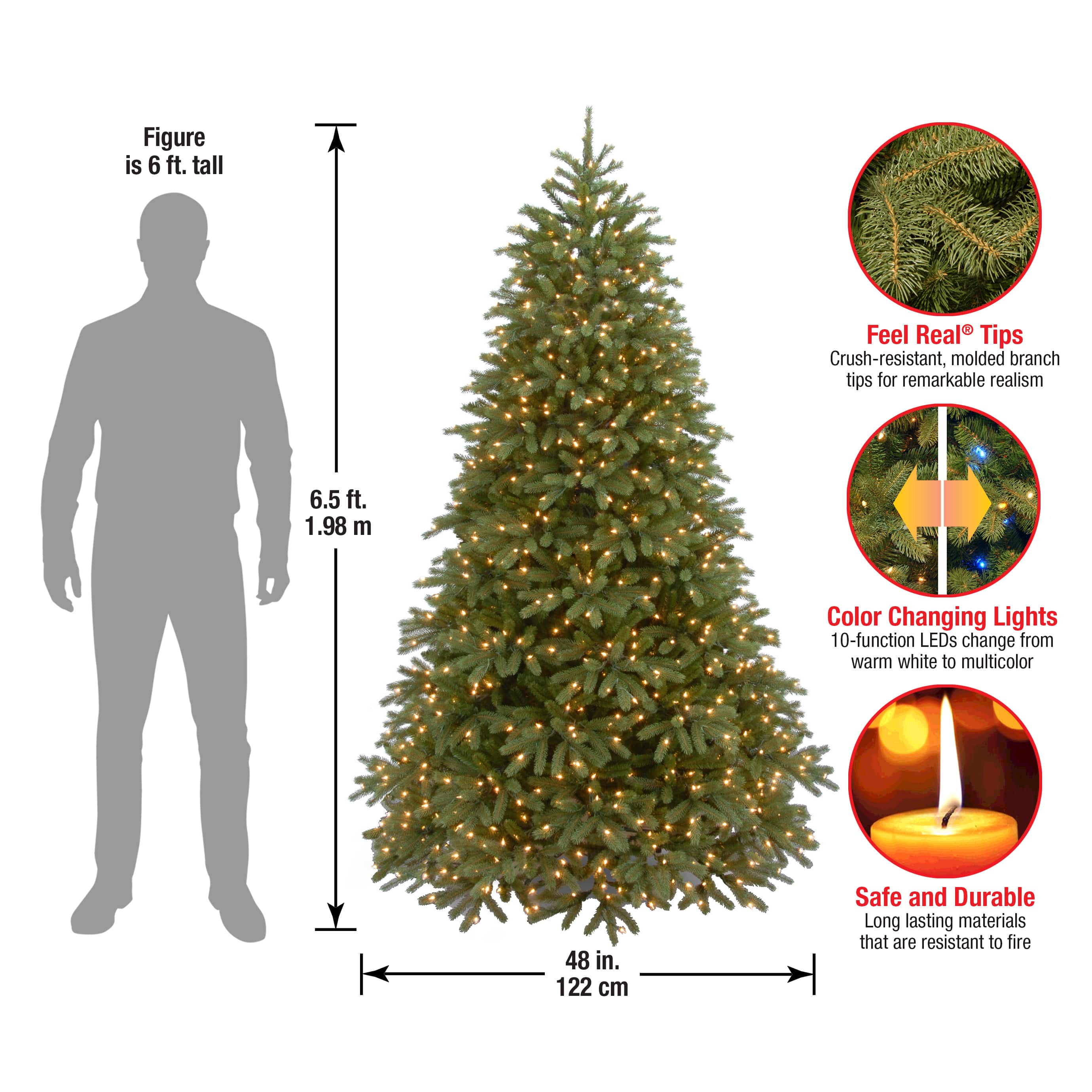 6.5ft. Pre-Lit Jersey Fraser Fir Artificial Christmas Tree, Dual Color® LED Lights