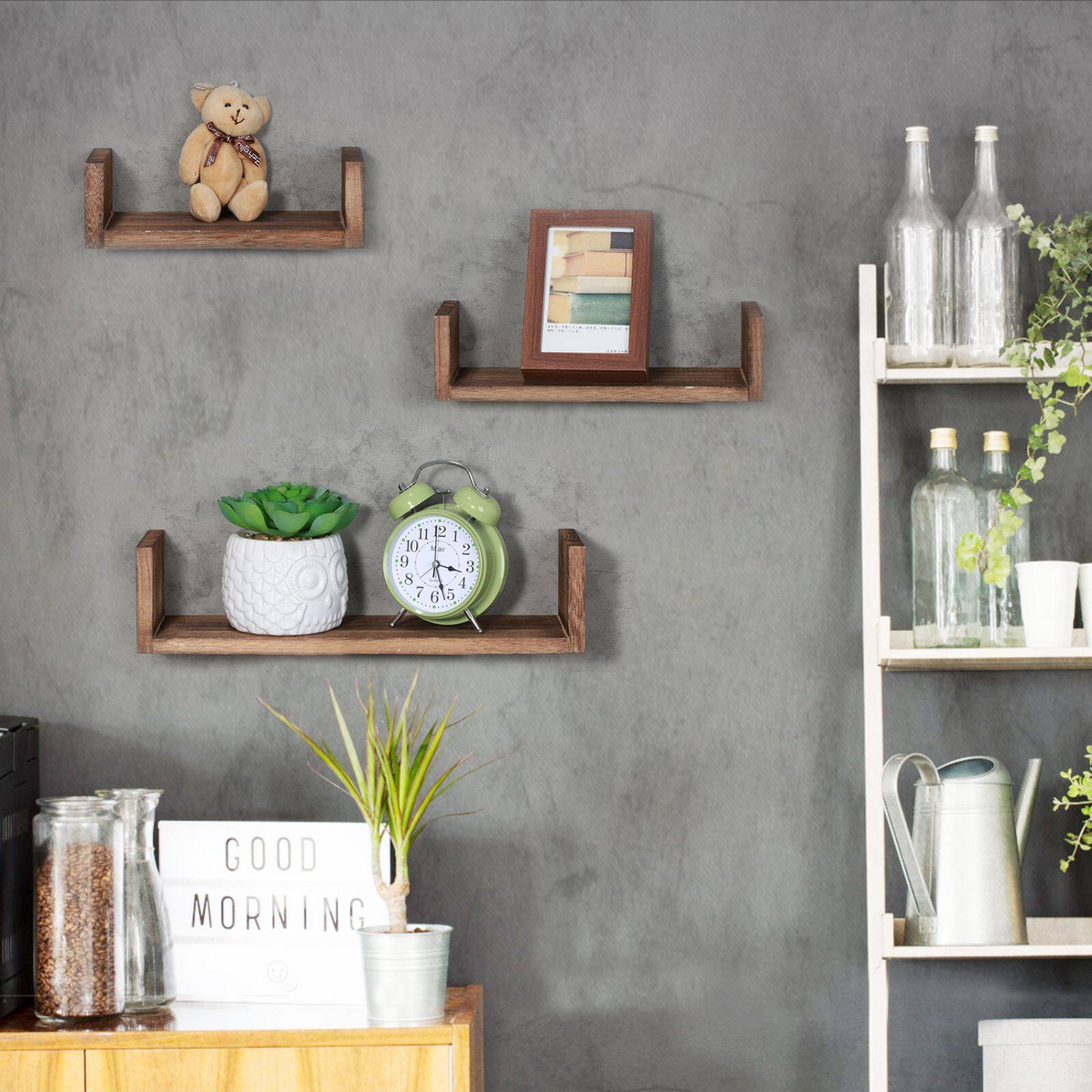 NEX™ Brown Wood Floating Shelves Set