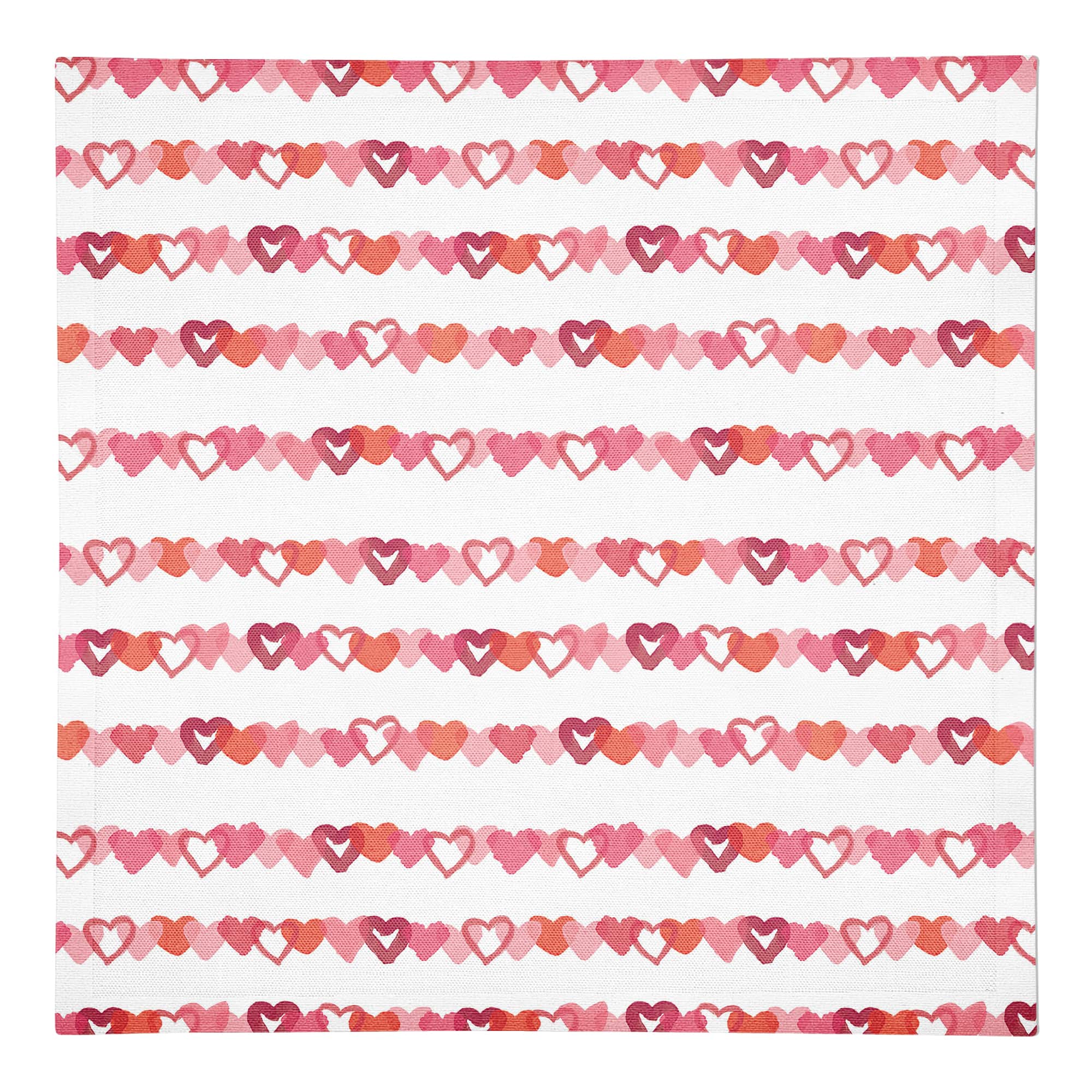 Watercolor Heart Stripes 10" x 10" Cotton Twill Napkin