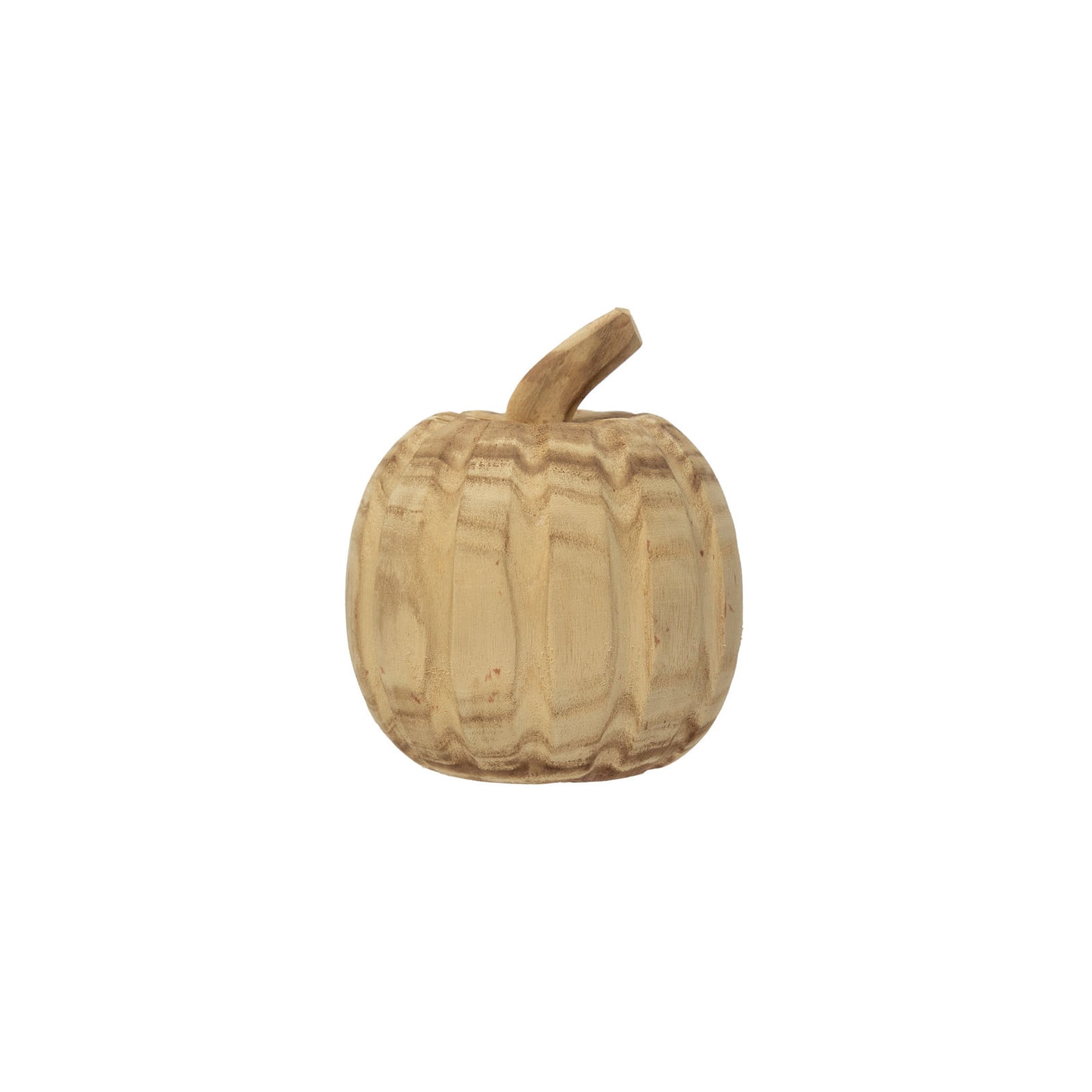 5&#x22; Hand-Carved Paulownia Wood Pumpkin