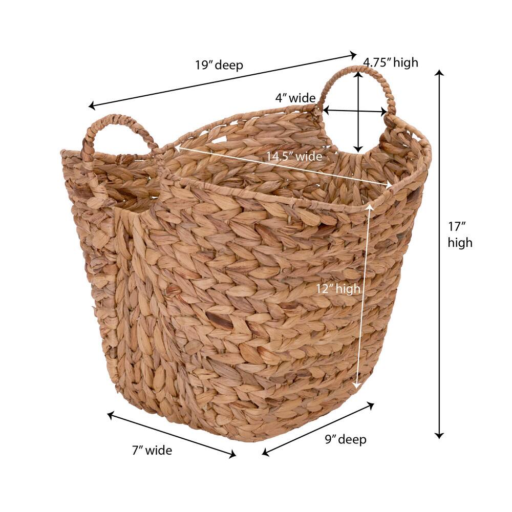 Household Essentials 17.5" Woven Natural Hyacinth Basket with Handles
