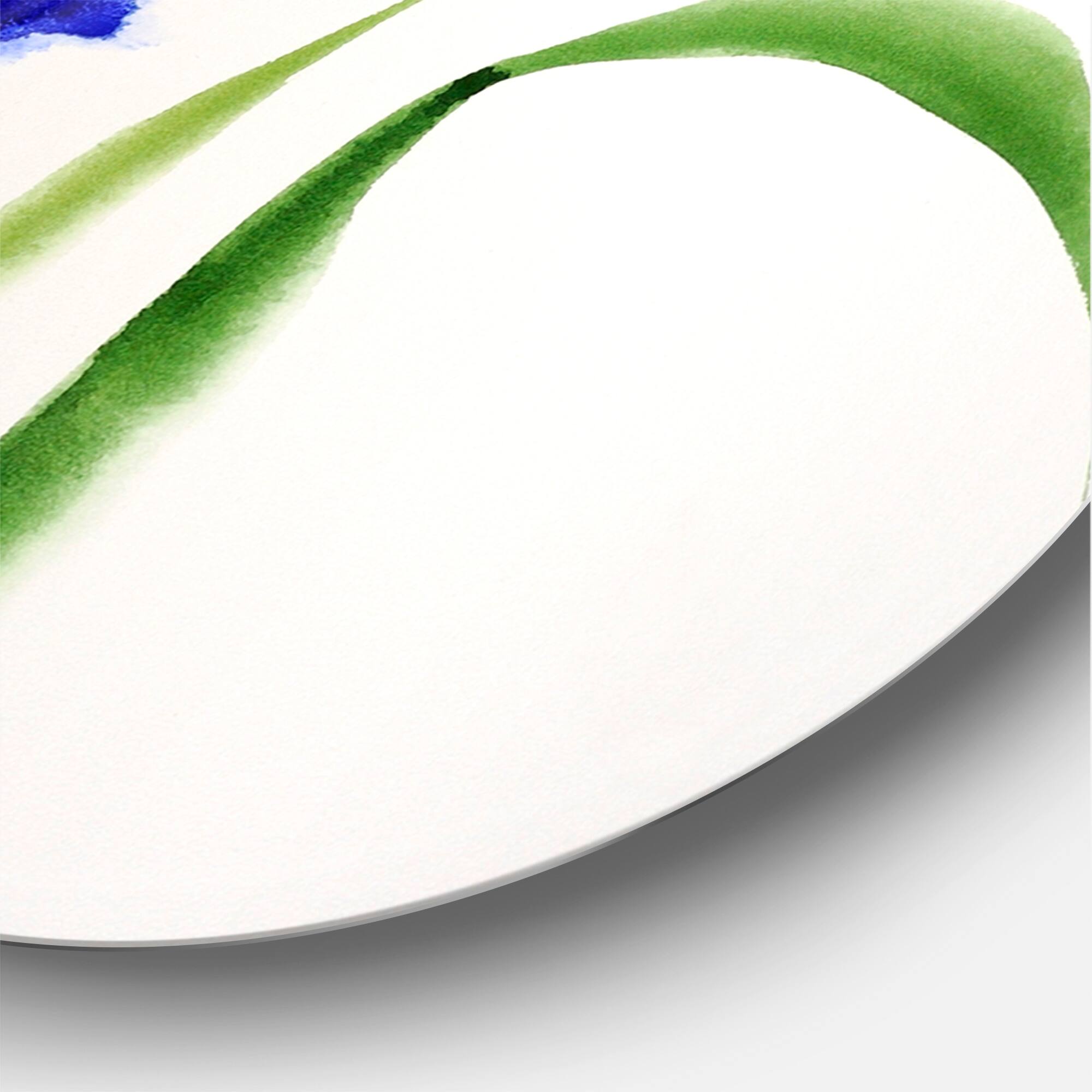 Designart - Retro Blue Iris Flower - Traditional Metal Circle Wall Art