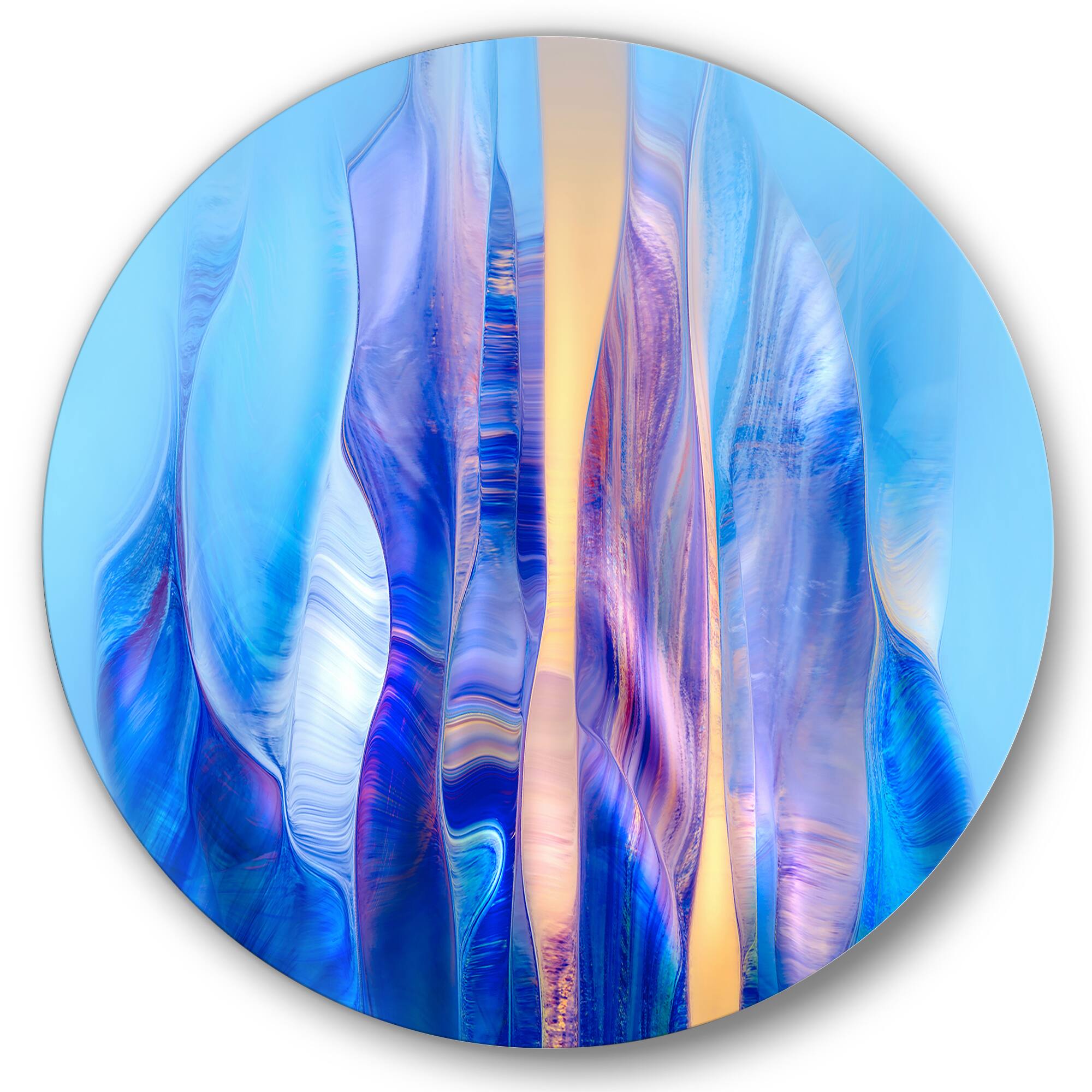 Designart - Colorful Twisted Wavy Shape In Motion I - Modern Metal Circle Wall Art