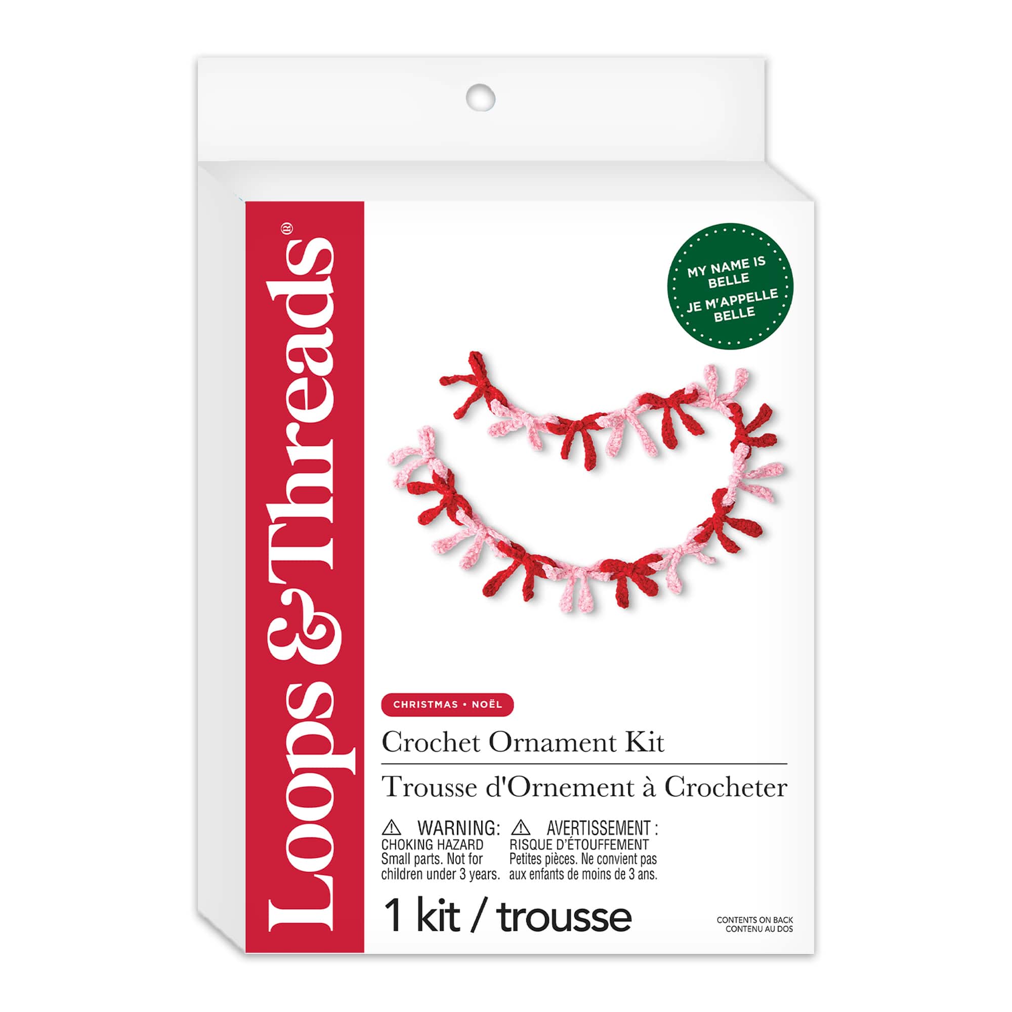 Intermediate Pink &#x26; Red Bow Garland Amigurumi Crochet Ornament Kit by Loops &#x26; Threads&#xAE;