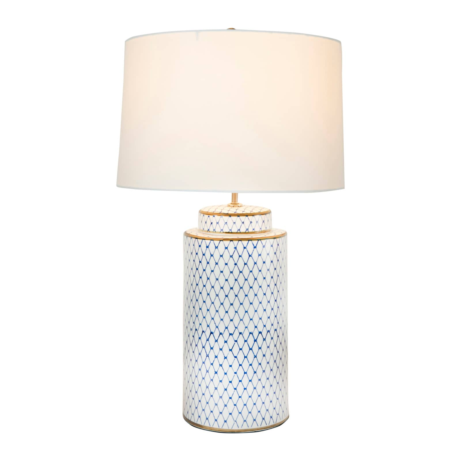 28&#x22; Indigo &#x26; White Ceramic Table Lamp