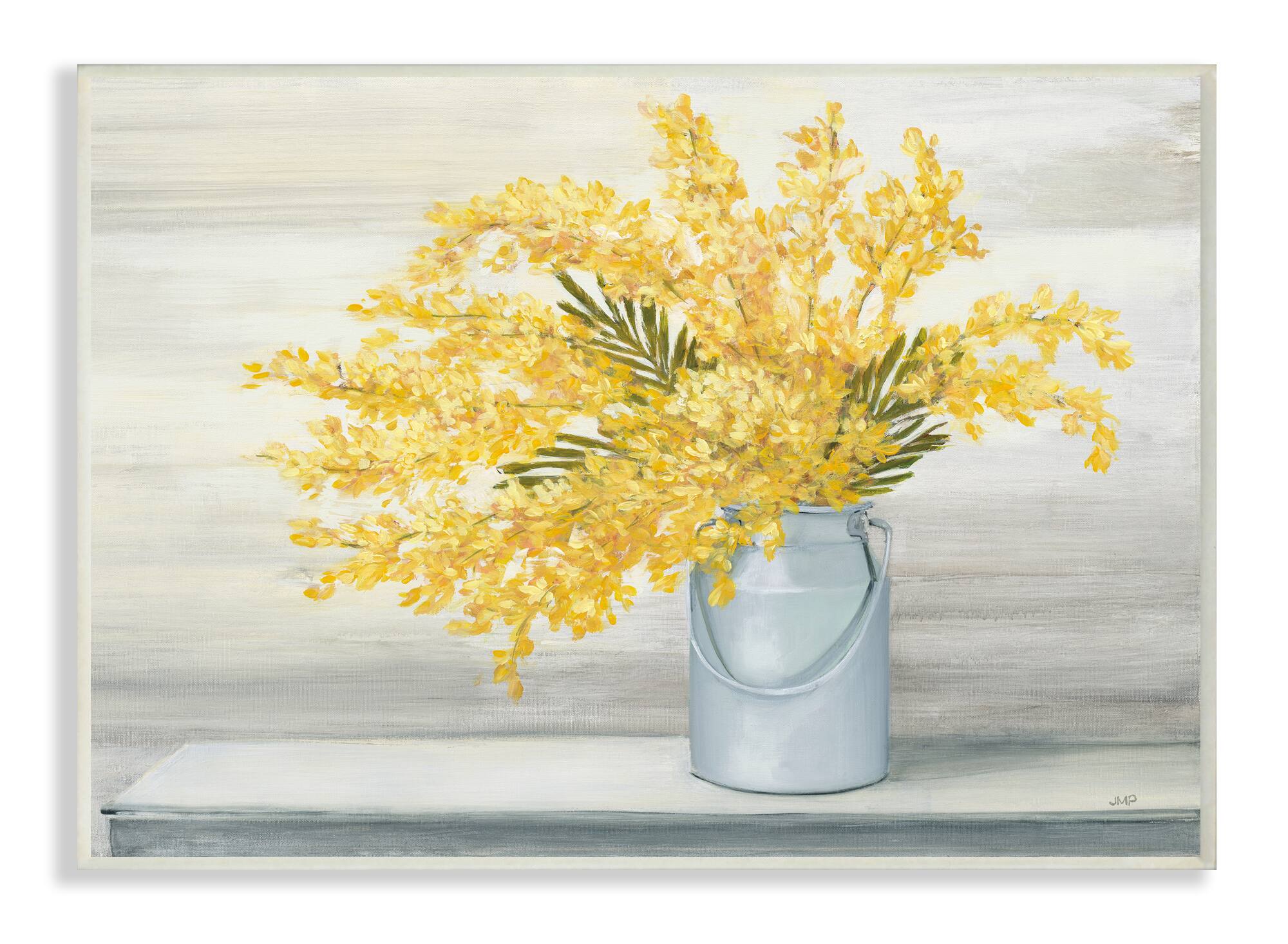 Stupell Industries Golden Fall Floral Bouquet in Country Milk Tin Wall Plaque