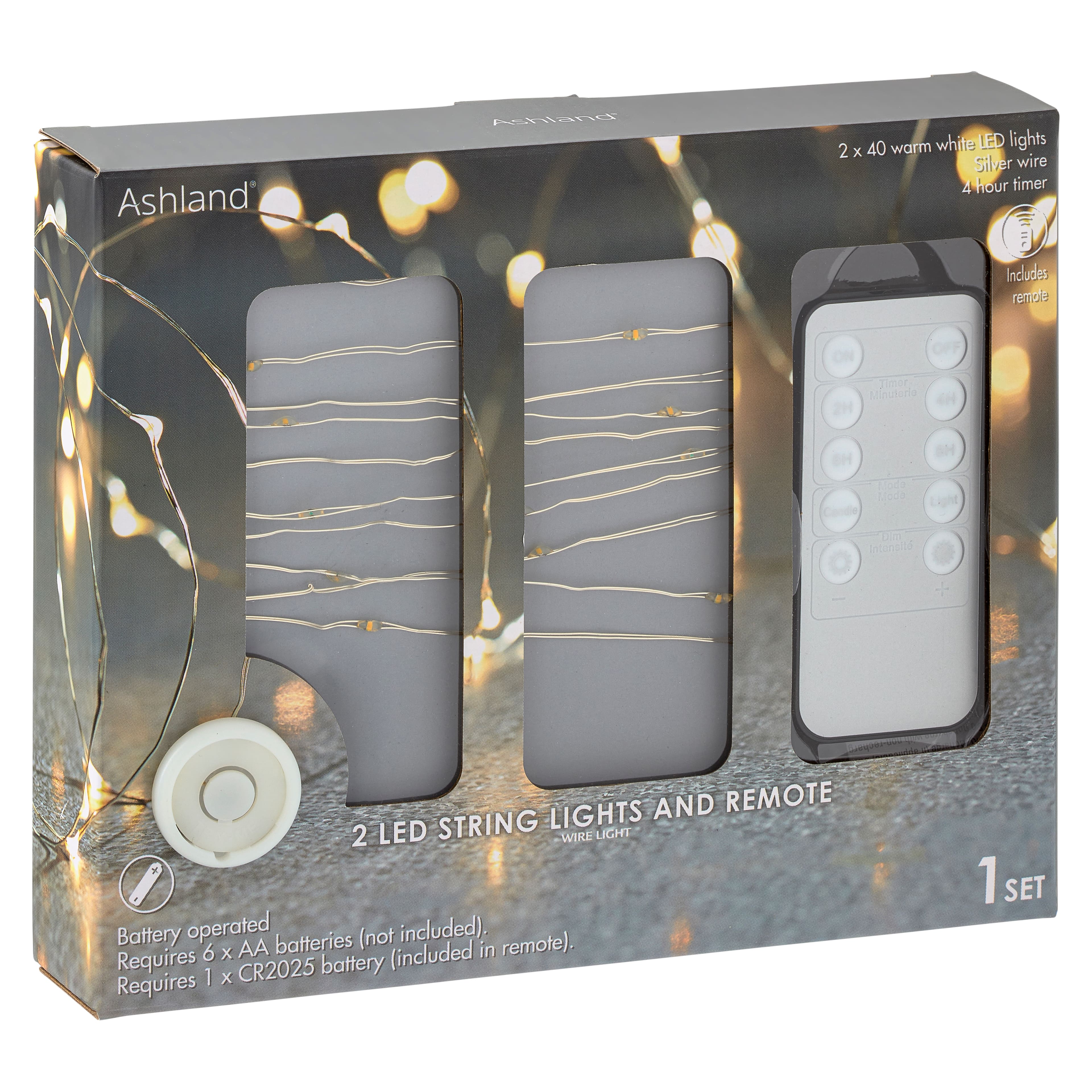 8 Packs: 2 ct. (16 total) Warm White LED String Lights with Silver Wire by Ashland®