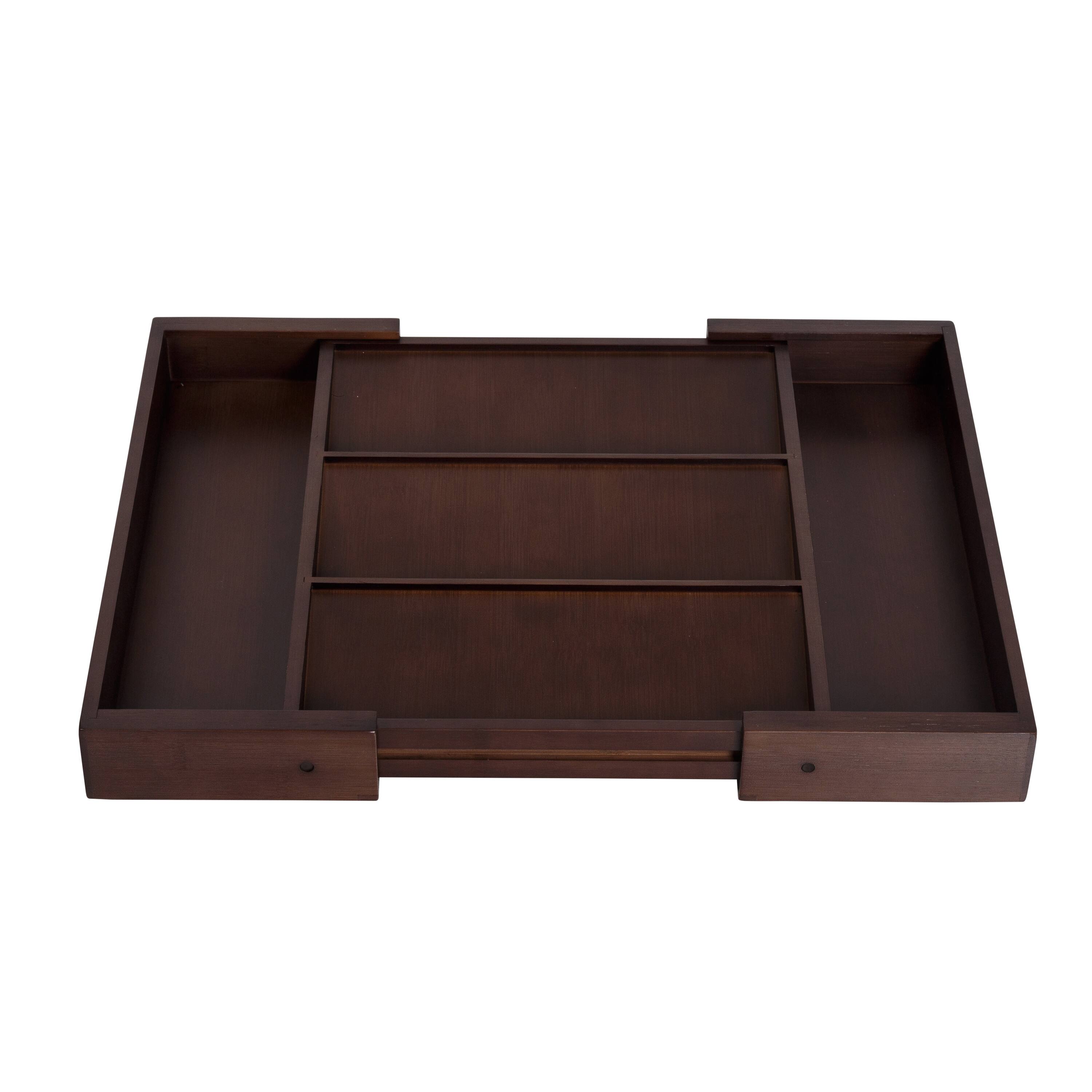 17'' Walnut Expandable Kitchen Drawer Organizer Tray