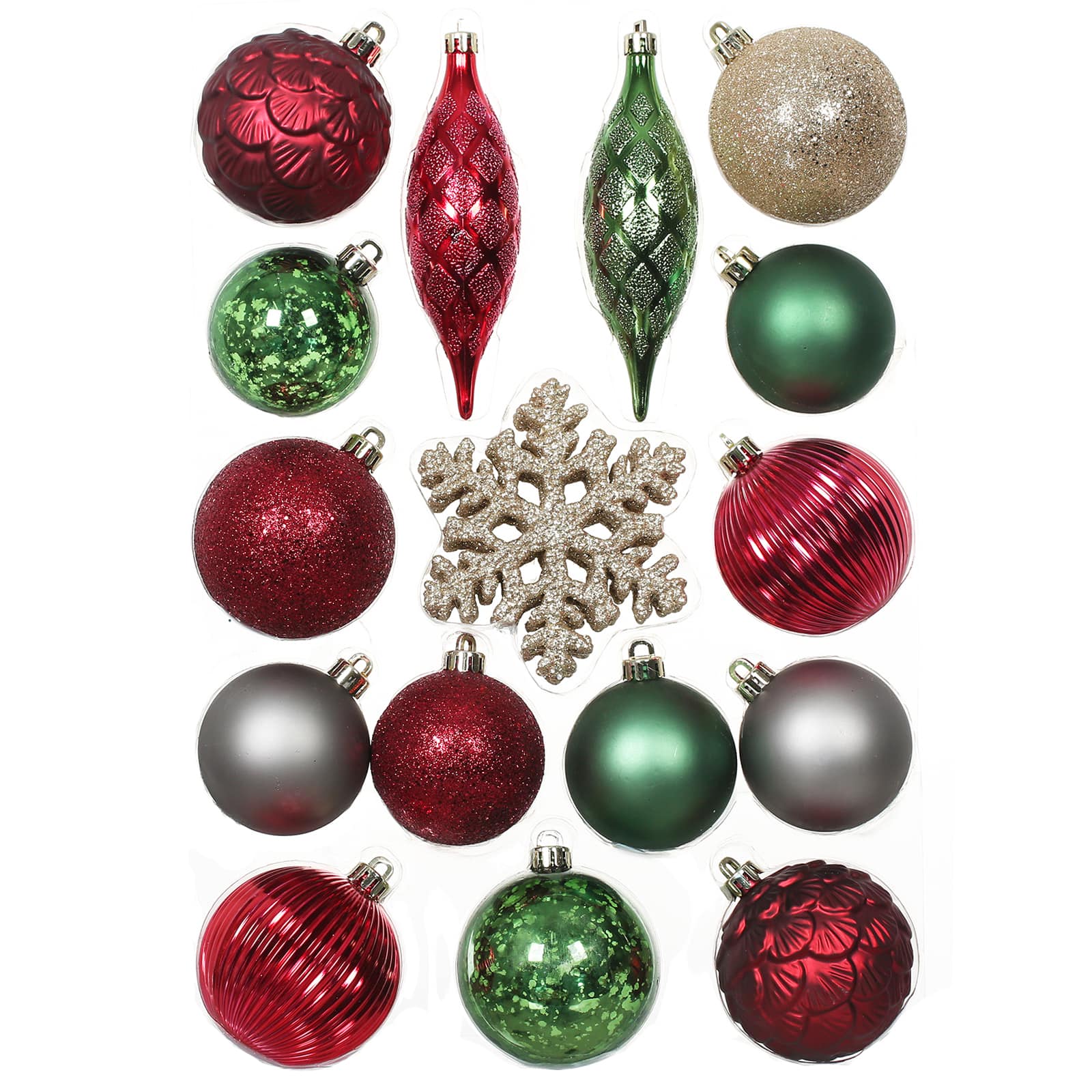 Holiday Time Red/Silver/White Christmas Shatterproof Ornaments, 26