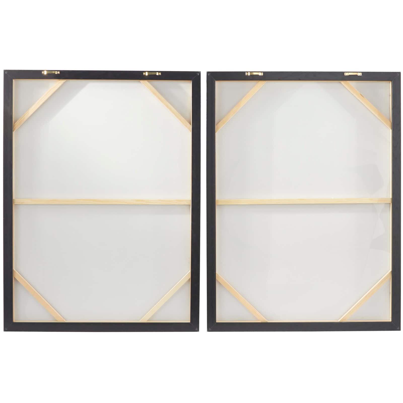 White Canvas Abstract Framed Wall Art with Black Frame Set of 2 30&#x22;, 40&#x22;