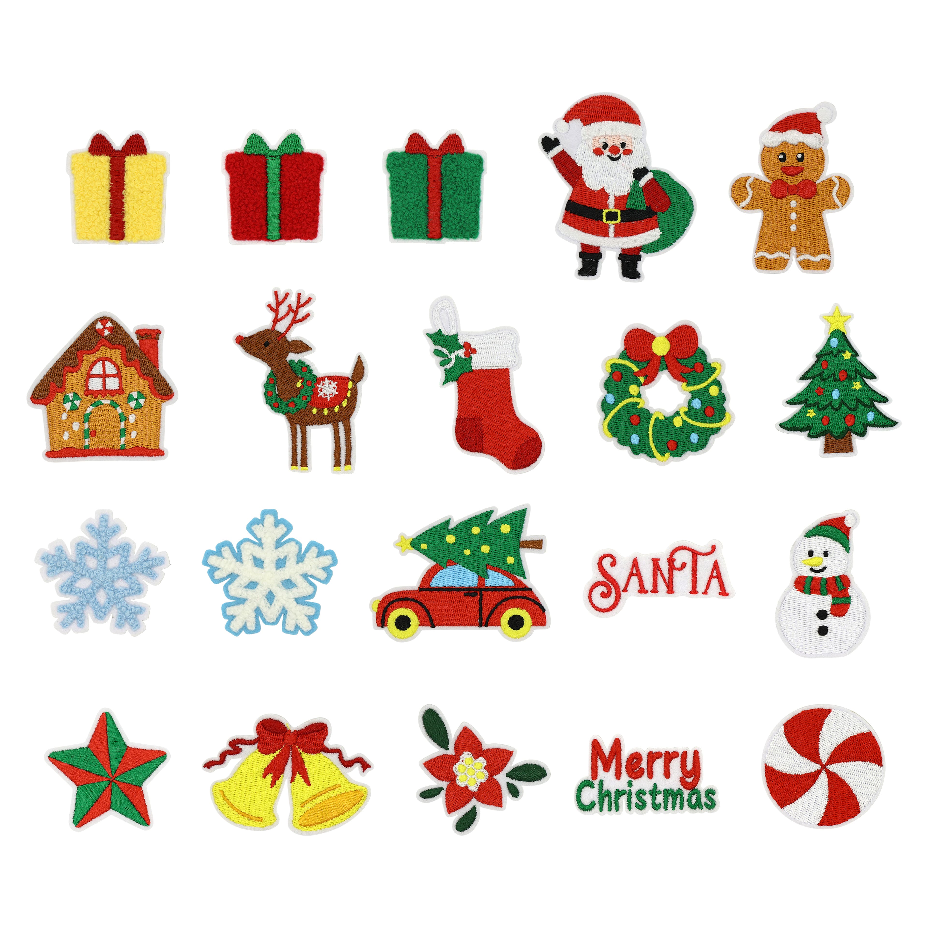 Christmas Cheer 20 Piece Iron-On & Adhesive Patch Set by Celebrate It™