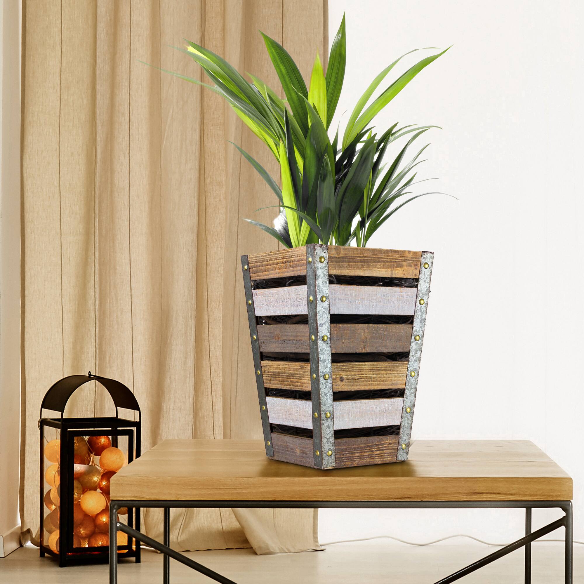 17.5&#x22; Wood &#x26; Metal Storage Crate